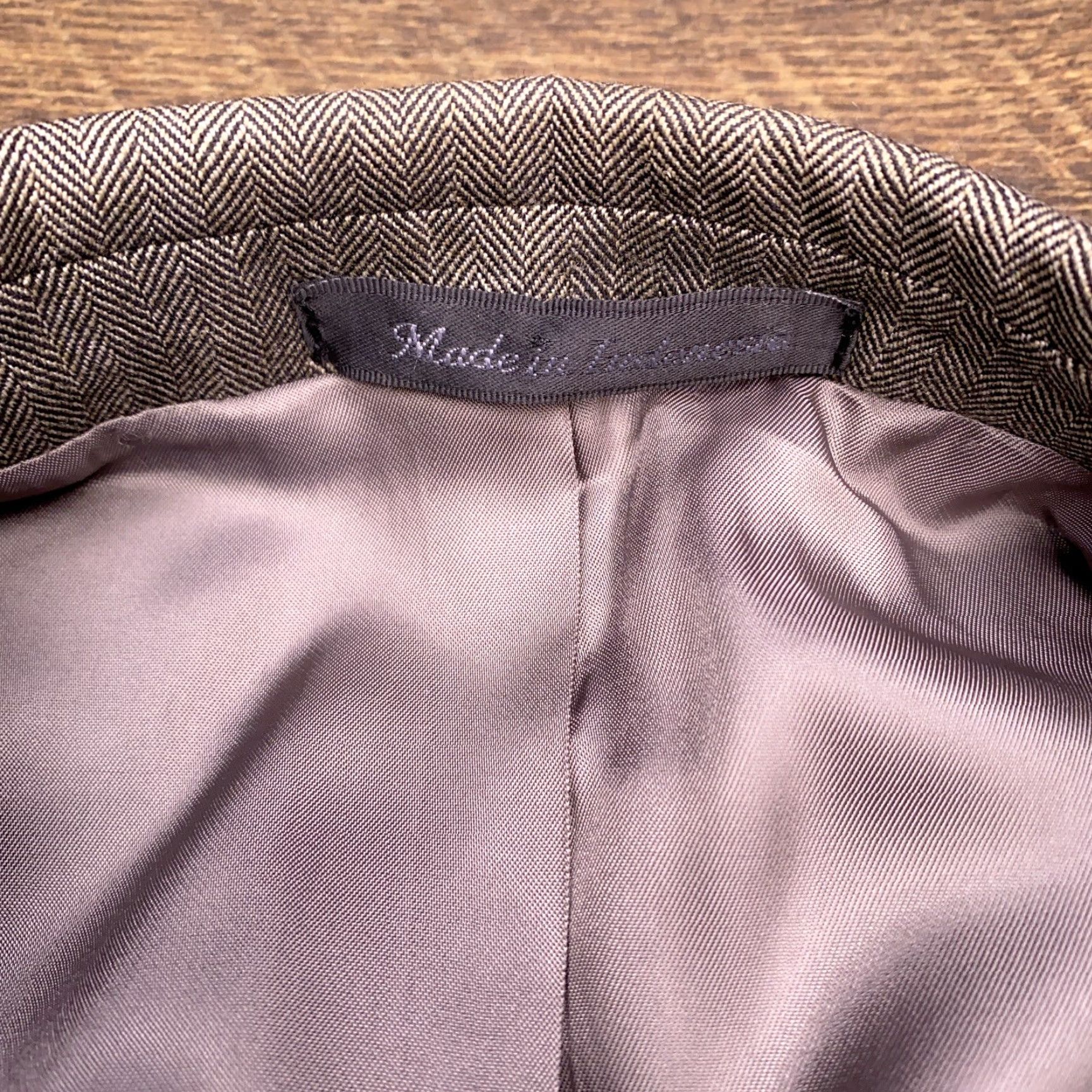 Chaps Chaps Suit Jacket Mens 40S Herringbone Wool Blazer, Notch Lapel, Single-Breasted, Two-Button Front, Brown, Regular Fit, Dry Clean Only Size 40R - 4 Thumbnail