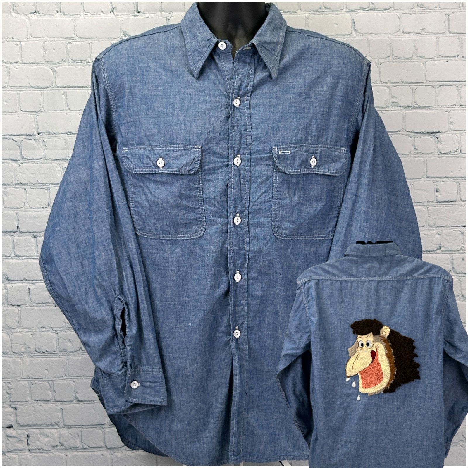 JCPenney Vintage 70s Orangutan Button Front Shirt Denim XL X-Large Size US XL / EU 56 / 4 - 1 Thumbnail