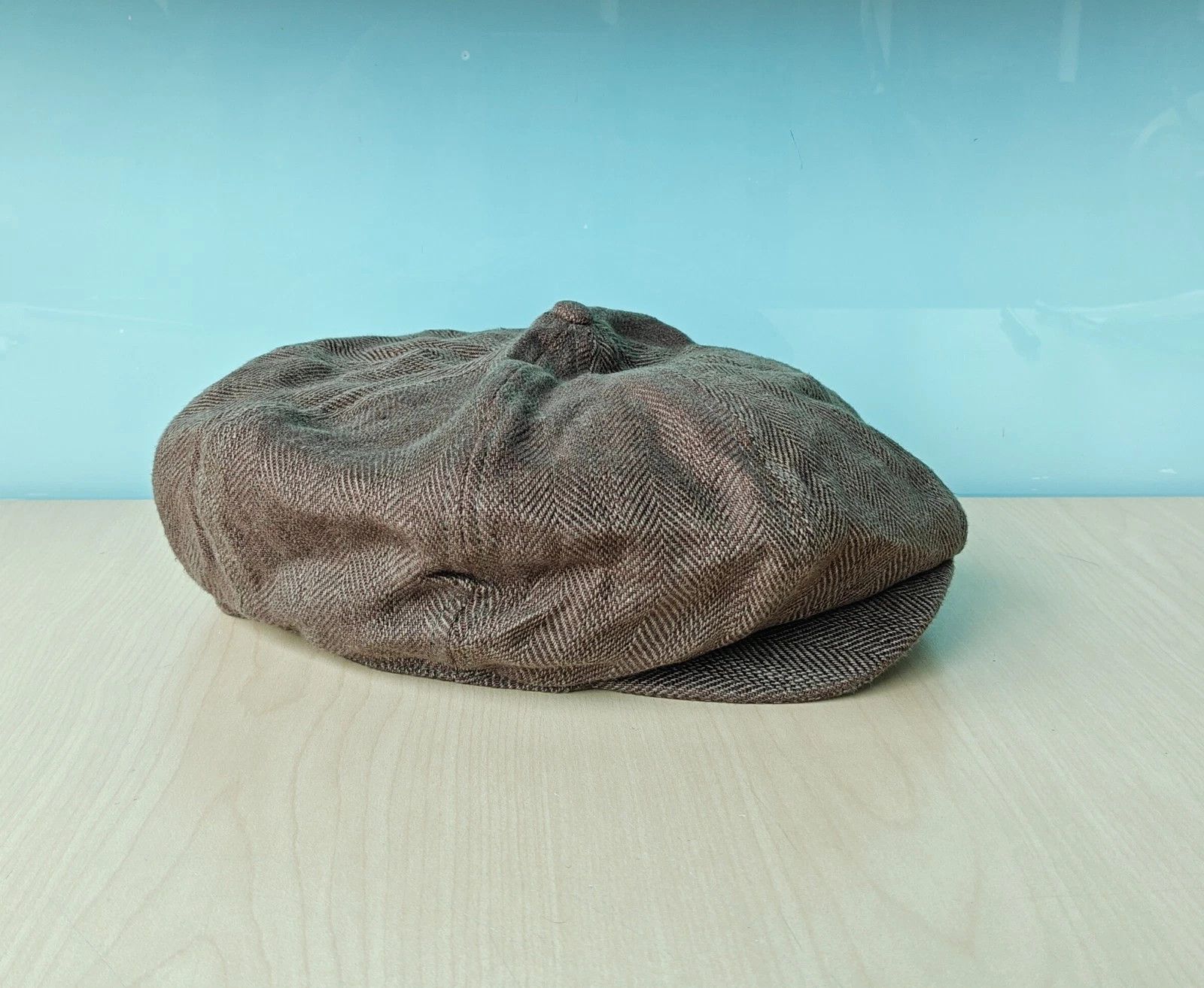 RRL Ralph Lauren DOUBLE RL Wool-Cotton Glen Plaid Newsboy Cap T