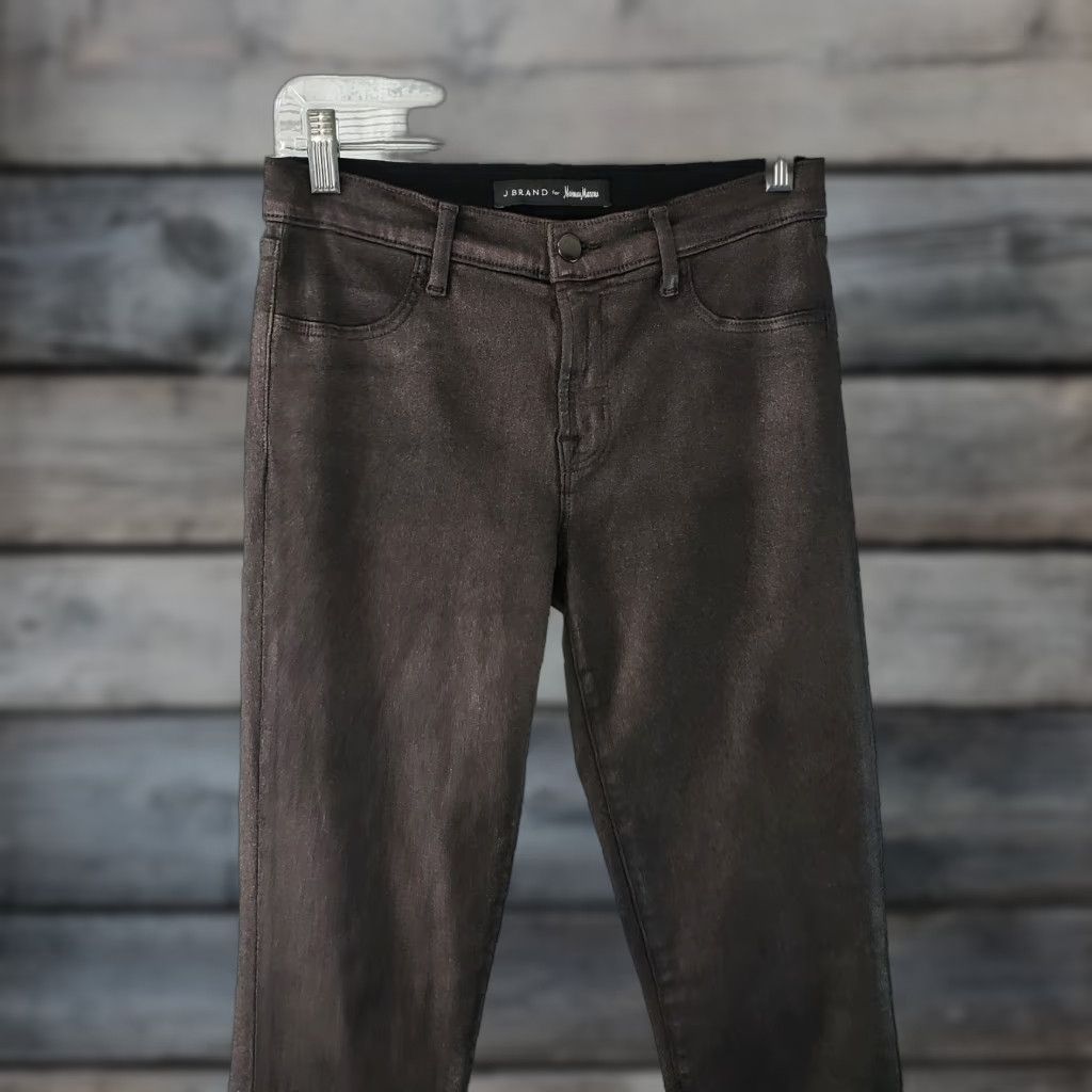 J Brand J Brand Womens Skinny Jeans Sz 27 Comos Metallic Mid Rise Denim Brown 30in Inseam Slim N/A Size 27" / US 4 / IT 40 - 1 Thumbnail