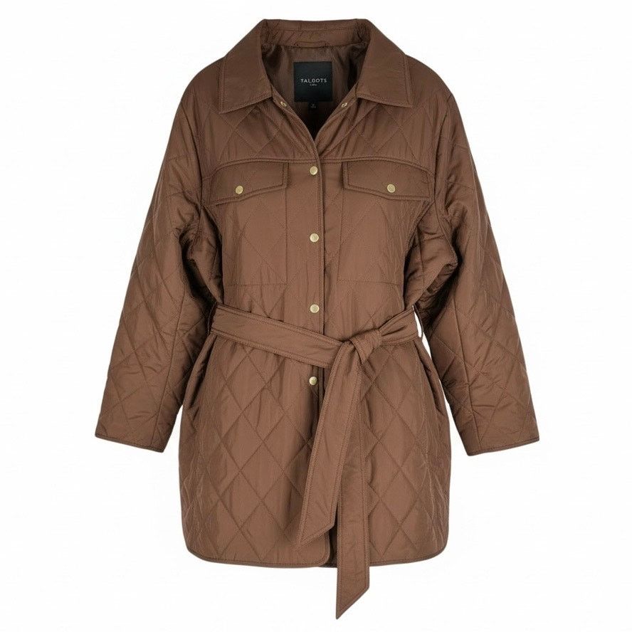 Other Talbots Belted Quilted Snap Button Shirt Jacket Brown 3X Size 3XL / US 20-22 - 1 Thumbnail