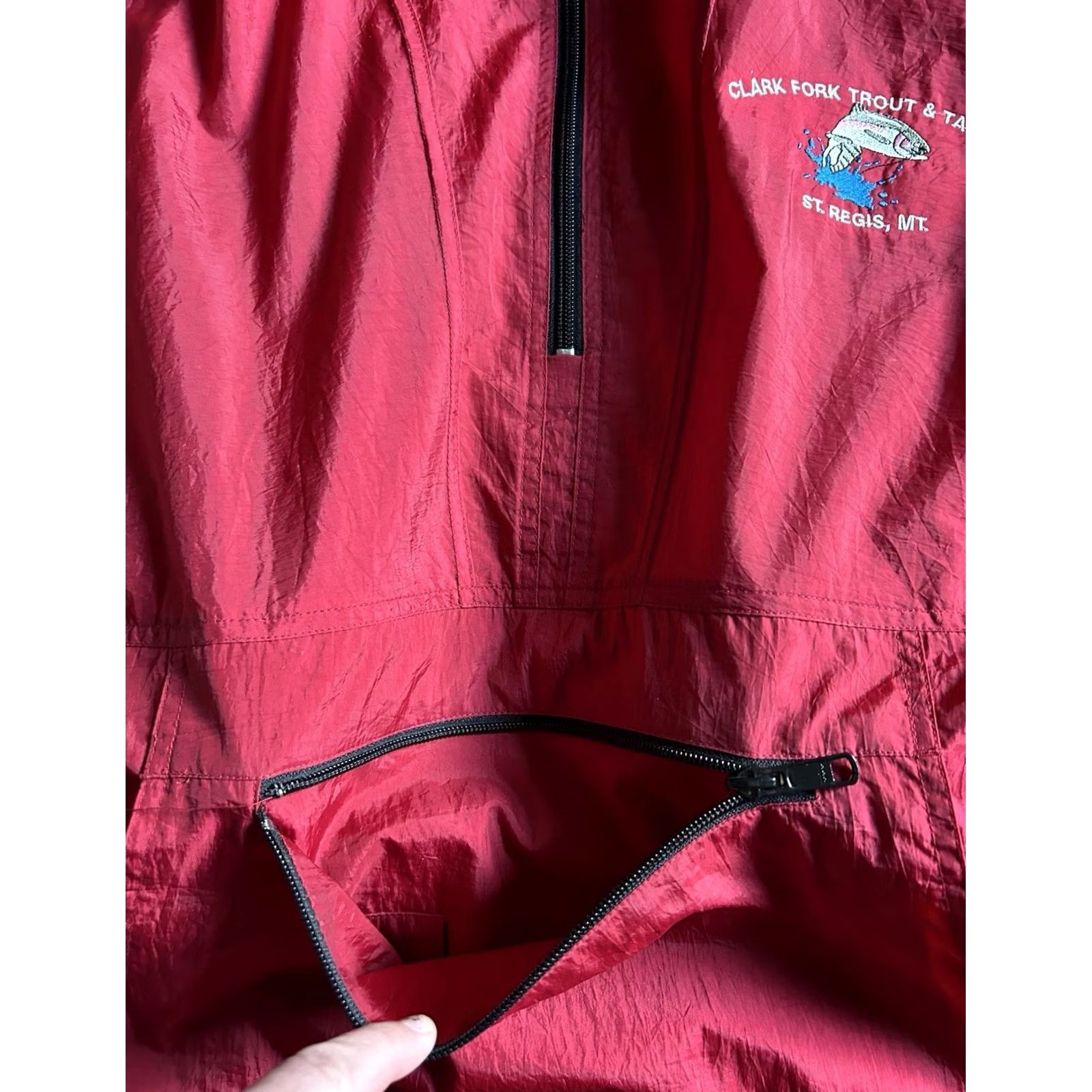 Rains VINTAGE Rain Jacket Mens L Lightweight Red 90s Fishing River Clark Fork Tackle Rain Coat Size US L / EU 52-54 / 3 - 5 Thumbnail
