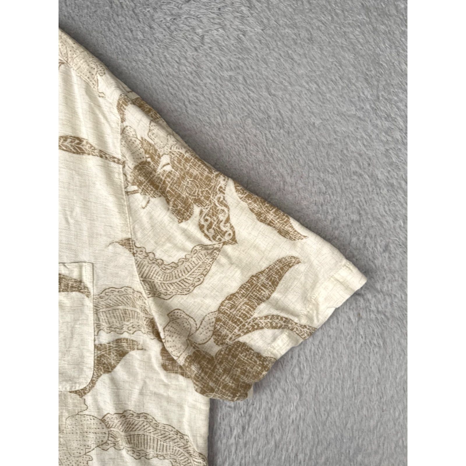 George George Shirt Men 2XL Beige White Floral Palm Leaf Hawaiian 100% Rayon Pocket Button-Up Floral Mens Size US XXL / EU 58 / 5 - 2 Thumbnail