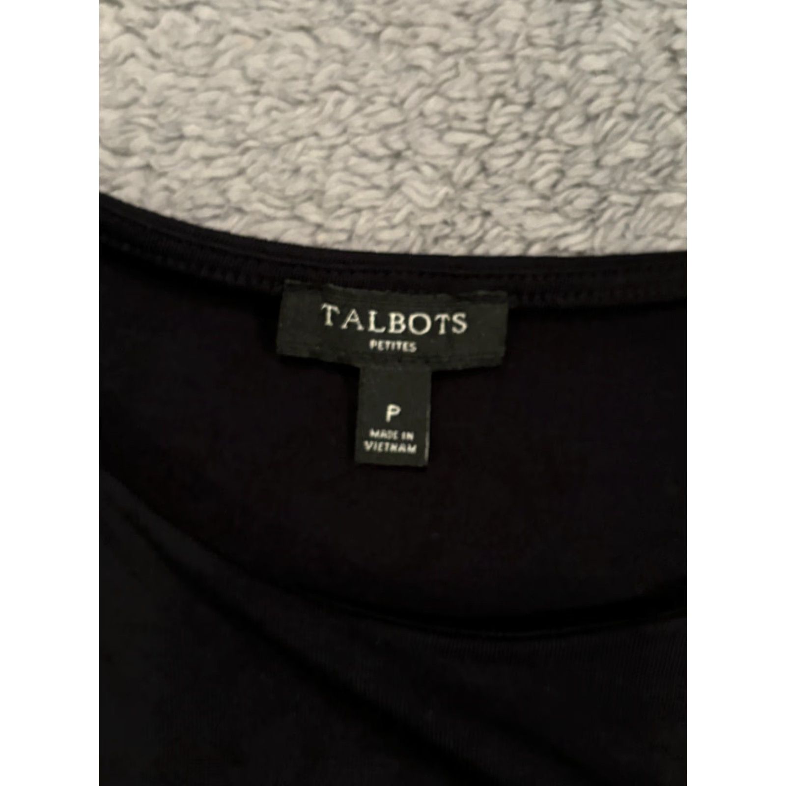 Talbots Talbots Petites Shirt Womens PS Small Black Faux Wrap Ruched Side Short Sleeve Size S / US 4 / IT 40 - 2 Thumbnail