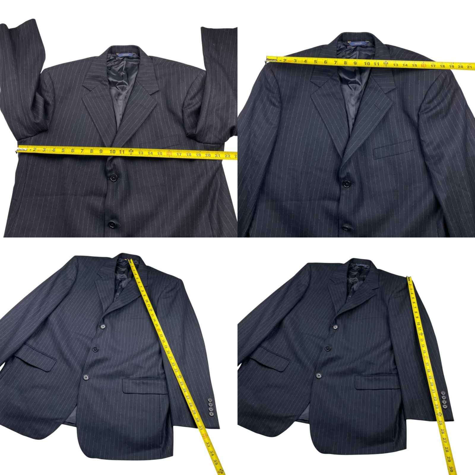 Brooks Brothers VINTAGE Brooks Brothers x Loro Piana Men's 1818 Madison Blazer Navy Stripe 44R USA Mens Blazer Three-Button Notch Lapel Wool Double-Vented Size 44R - 8 Thumbnail