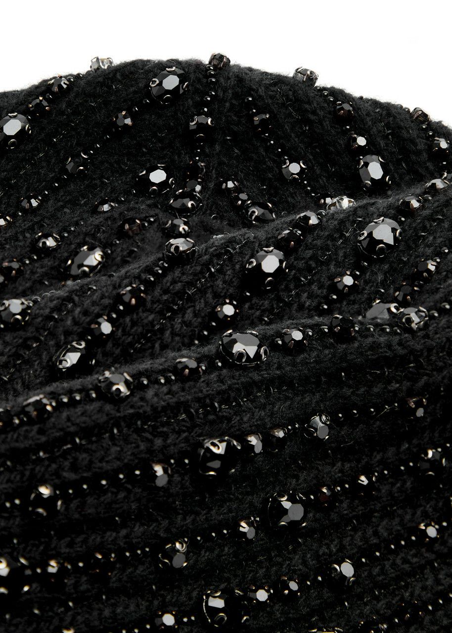 Amiri o1orln1025 Size: OS / Crystal Beanie Hat / Cap in Black Size ONE SIZE - 2 Thumbnail