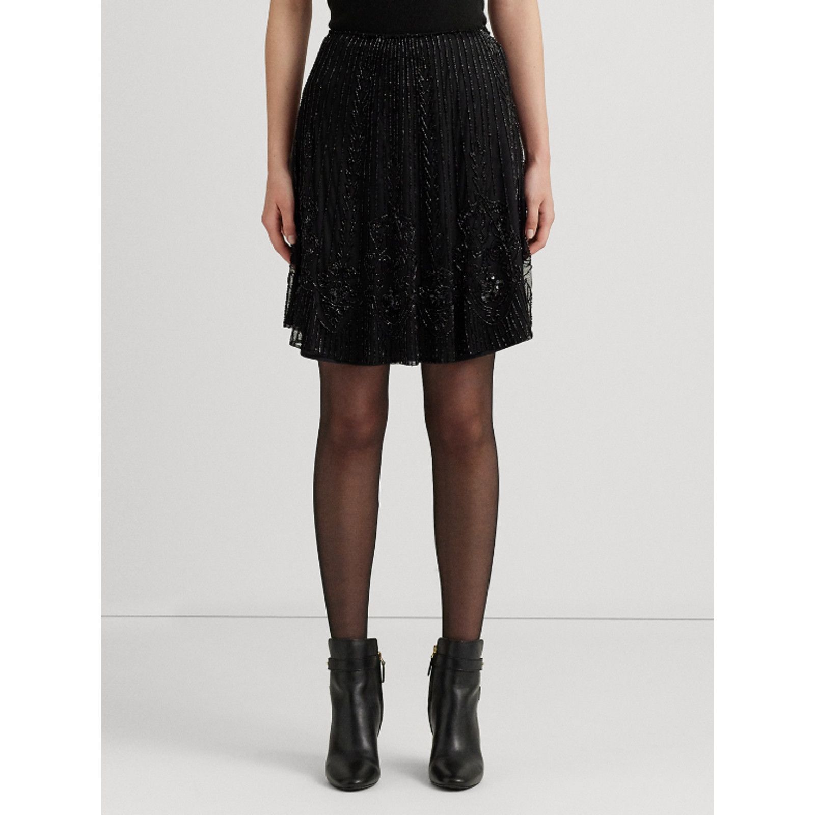 Lauren Ralph Lauren Lauren Ralph Lauren Beaded Mesh A-Line Skirt Black Size 14 Size 36" / US 14 / IT 50 - 1 Thumbnail
