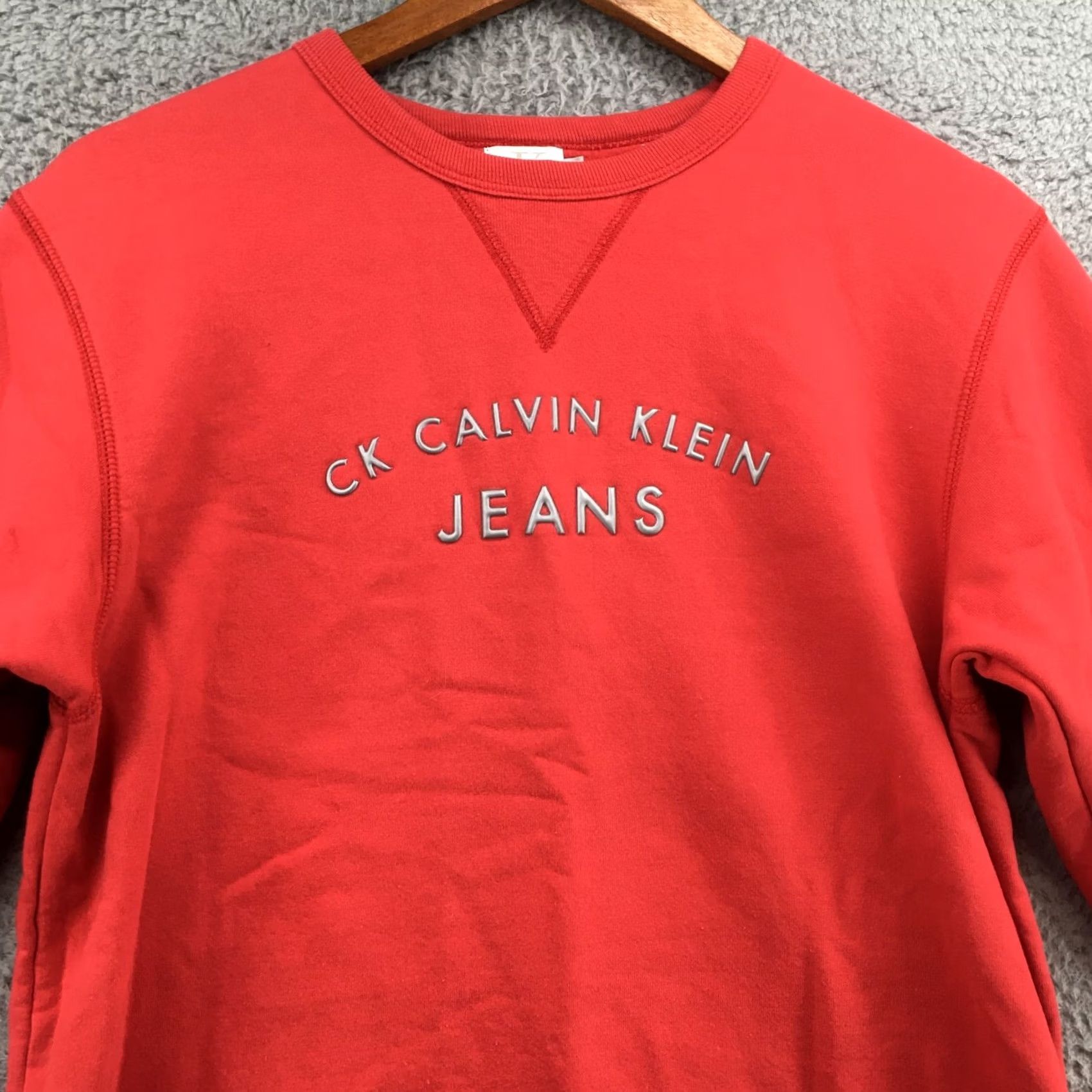 Calvin Klein Calvin Klein Sweatshirt Crew Neck Pullover Red Lined Fleece Mens S Long Sleeve Vintage No Size US S / EU 44-46 / 1 - 3 Thumbnail