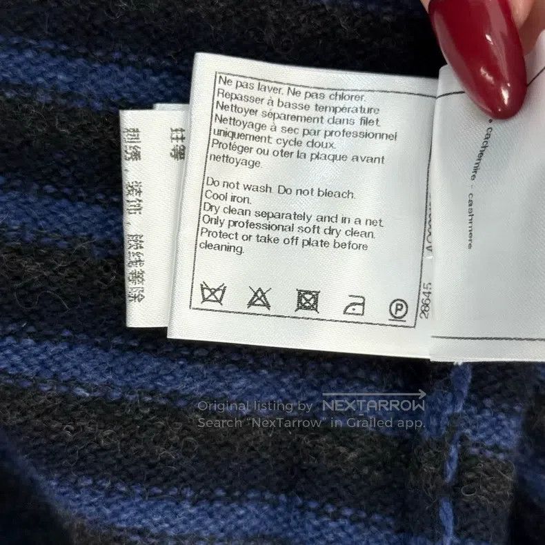 Chanel Chanel Blue and black striped classic logo cashmere turtle Size XS / US 0-2 / IT 36-38 - 7 Thumbnail