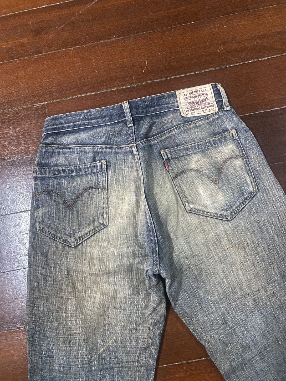 Levi's Rare Levi’s 553 Fade Denim mud wash distressed selvedge Size US 33 - 16 Thumbnail