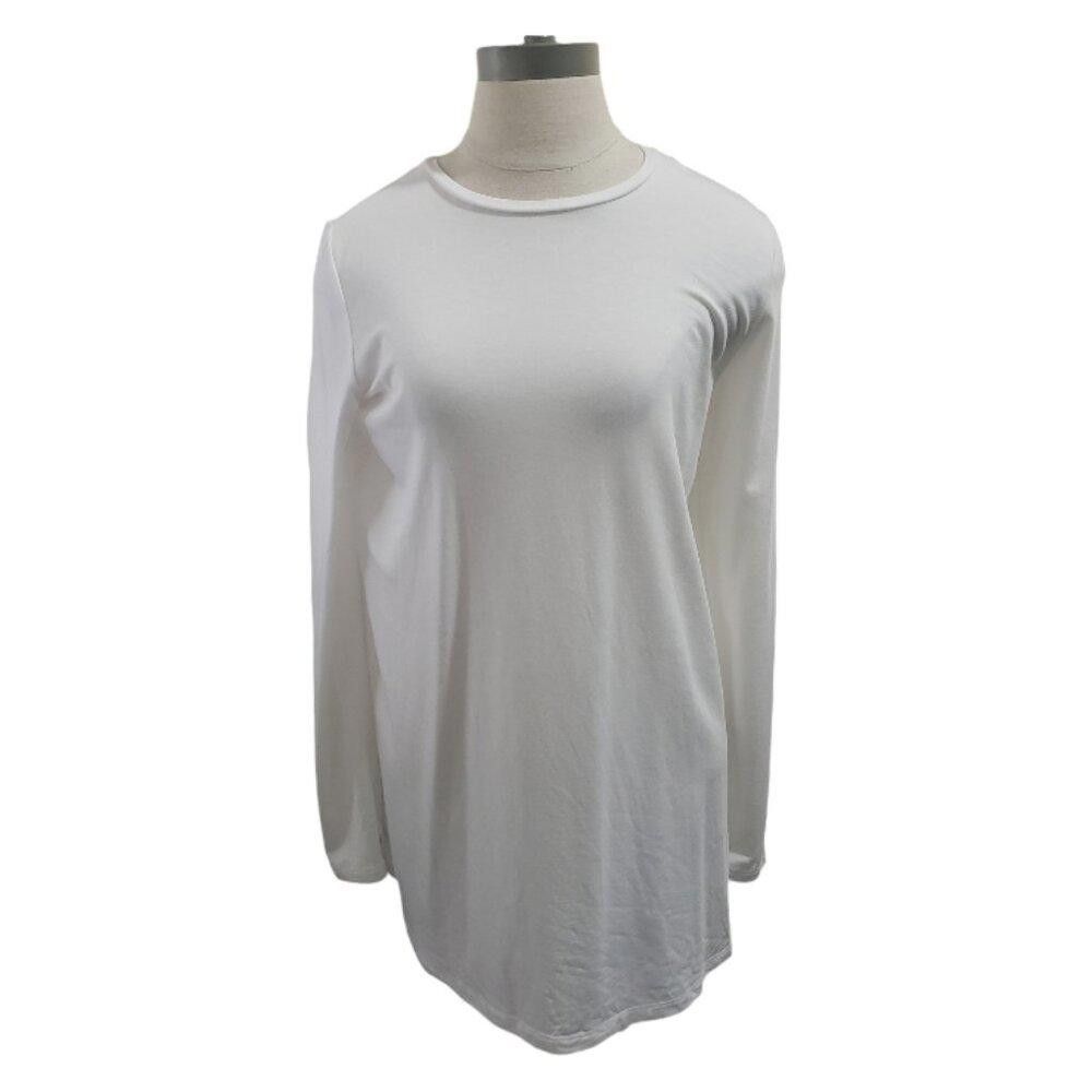 Eileen Fisher CT1810 Eileen Fisher Long Sleeve White Crew Neck Tee S/P Size S / US 4 / IT 40 - 1 Thumbnail