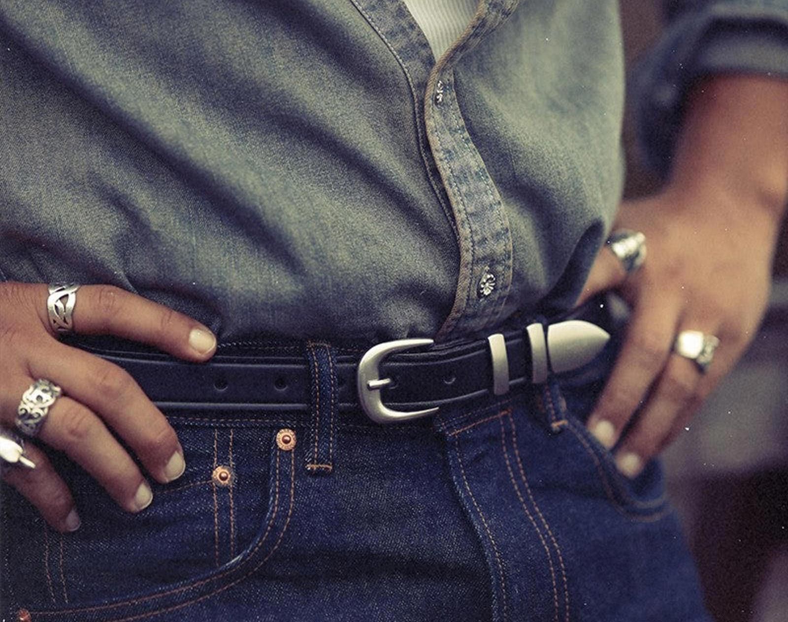 Leather × Vintage Italian Veg-Tan Leather Belt – Heavy-Duty Retro Cowhide Size ONE SIZE - 1 Thumbnail