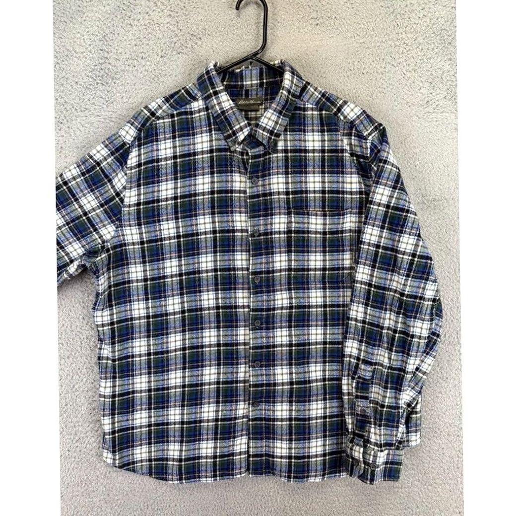 Eddie Bauer Eddie Bauer Flannel Shirt Mens 2XL Green Plaid Long Sleeve Button-Up Collar Spread Knit Cotton Spandex Easy Care Vintage: No Size US XXL / EU 58 / 5 - 3 Thumbnail