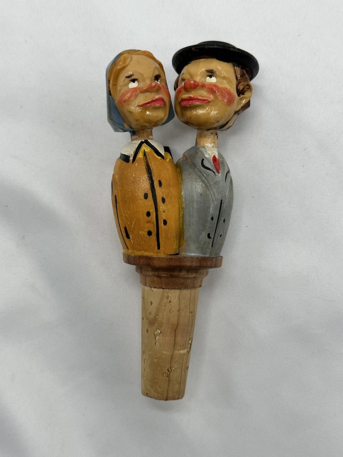 Unknown London Antique Bottle Stopper Mechanical Kissing Couple Hand Carved Size ONE SIZE - 2 Thumbnail