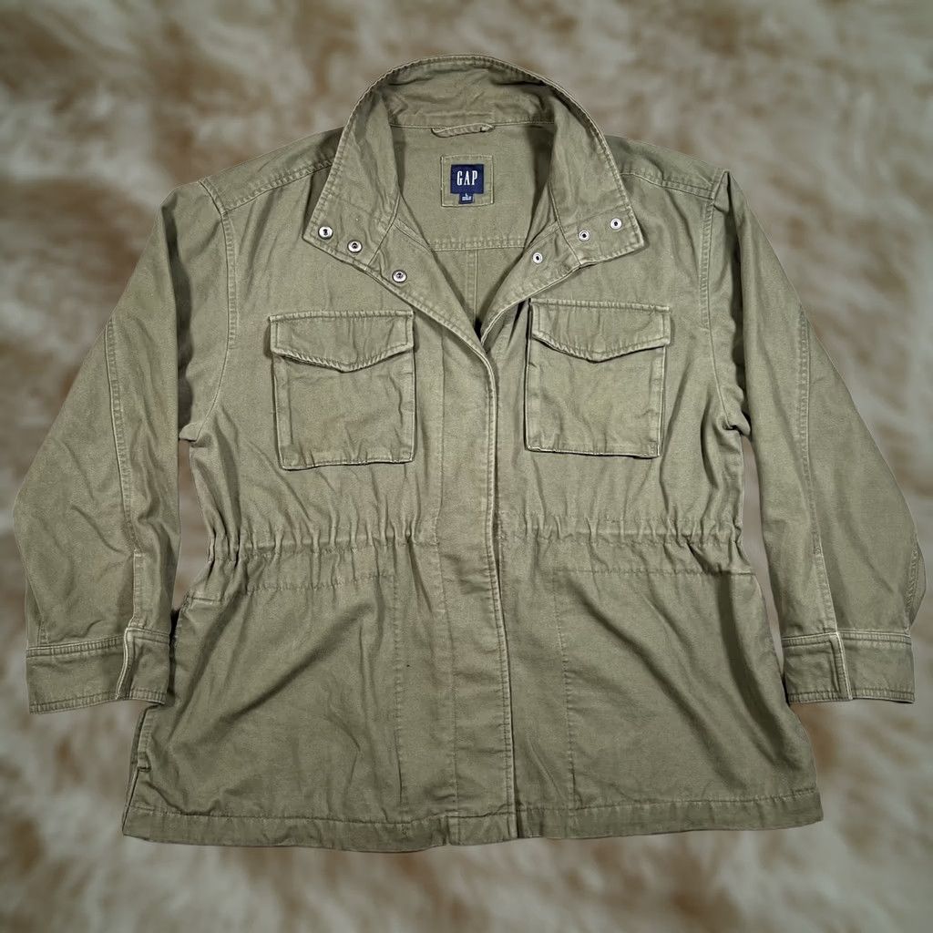 Gap GAP Women's Army Green Utility Jacket Full Zip Snap Drawstring Waist L Size L / US 10 / IT 46 - 1 Thumbnail