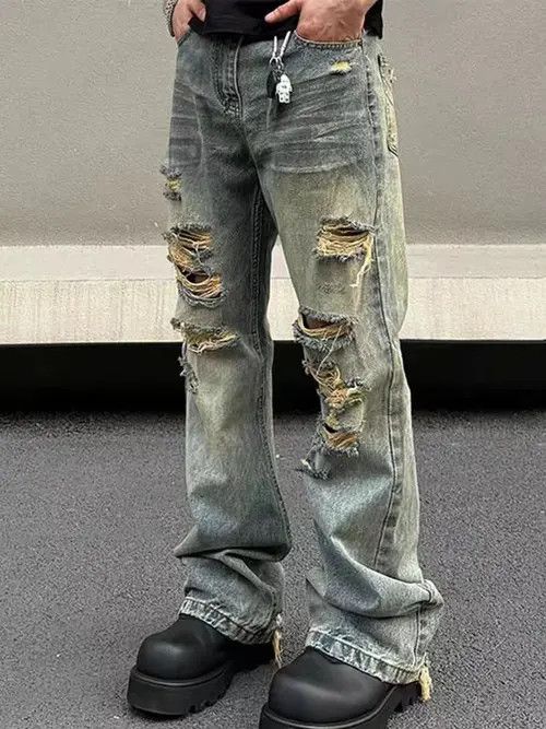 Jean Washed and ripped street hip-hop baggy jeans Size US 31 - 1 Thumbnail