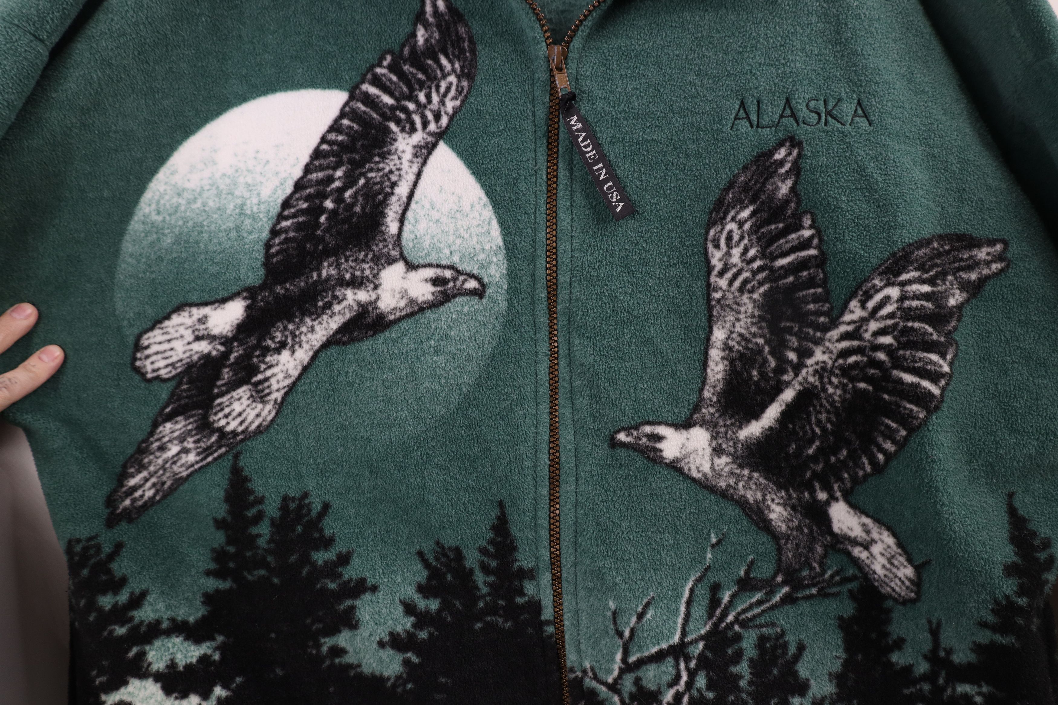 Vintage Vintage 90s Streetwear Eagle All Over Print Fleece Jacket US Size XL / US 12-14 / IT 48-50 - 6 Thumbnail