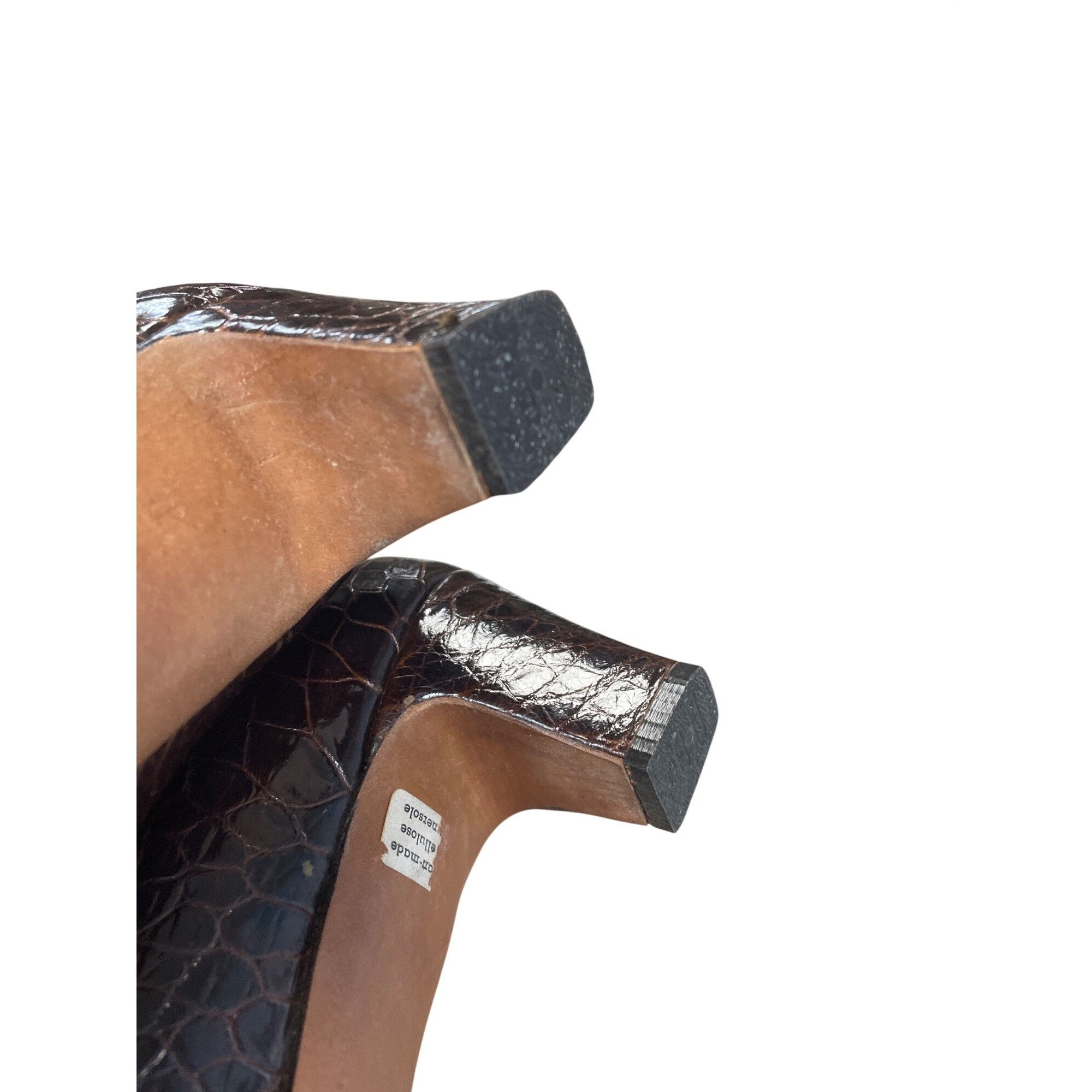 Vintage O'Connor Goldberg Womans VTG Brown Alligator Leather Heels S Size US 7 / IT 37 - 7 Thumbnail
