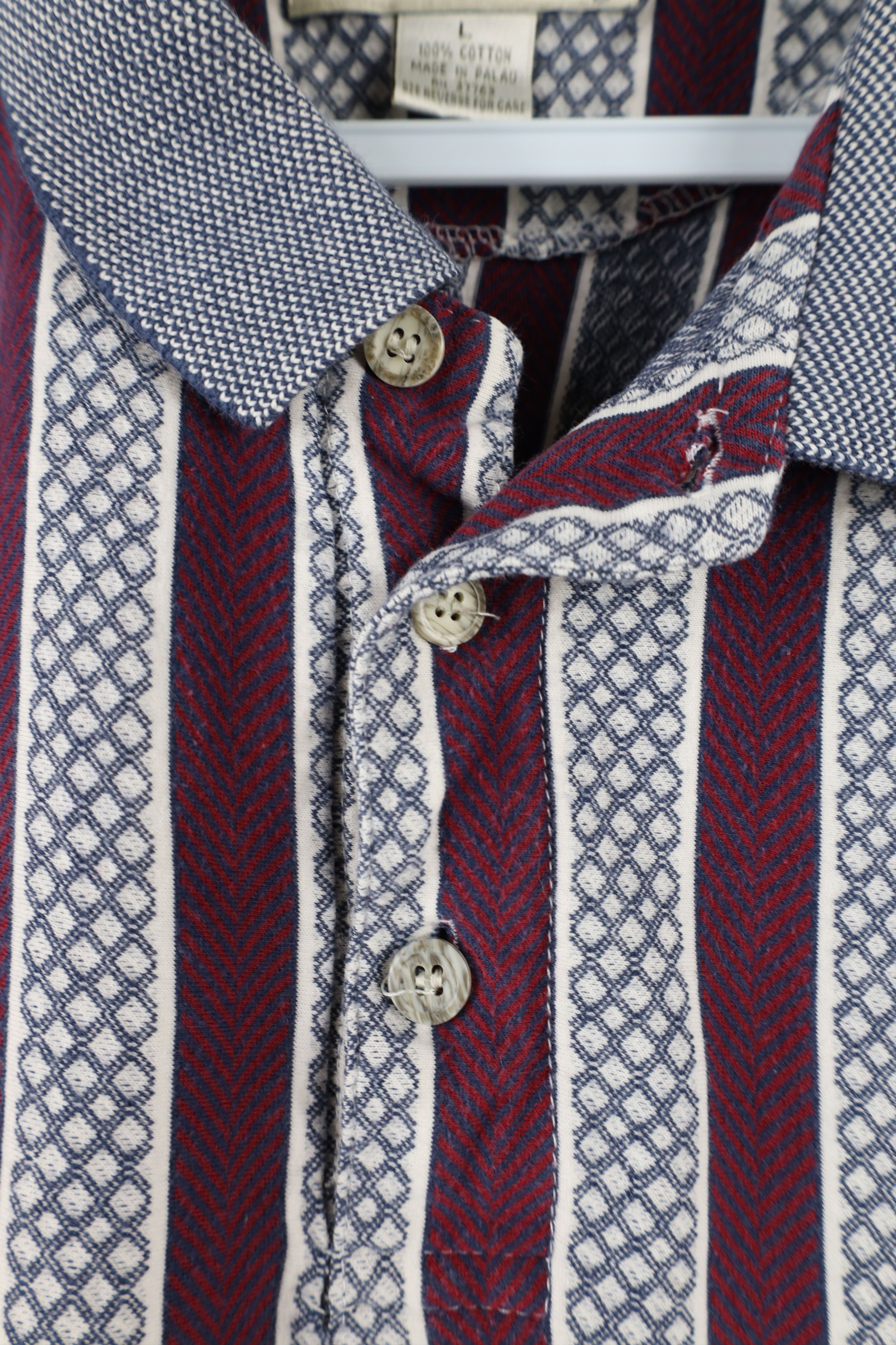 Vintage Vintage 90s Streetwear Geometric Knit Collared Polo Size US L / EU 52-54 / 3 - 4 Thumbnail