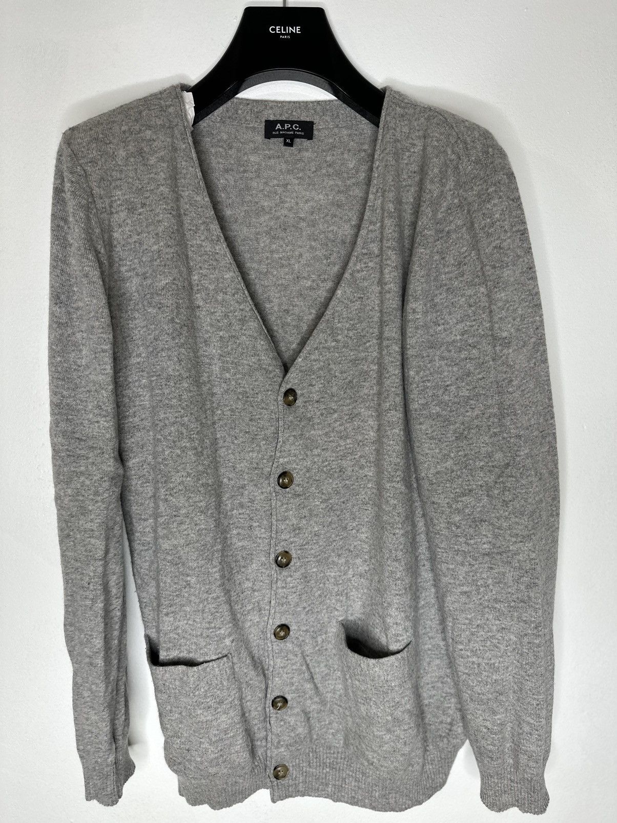 A.P.C. Grey Cashmere Blend Cardigan Size US XL / EU 56 / 4 - 1 Thumbnail