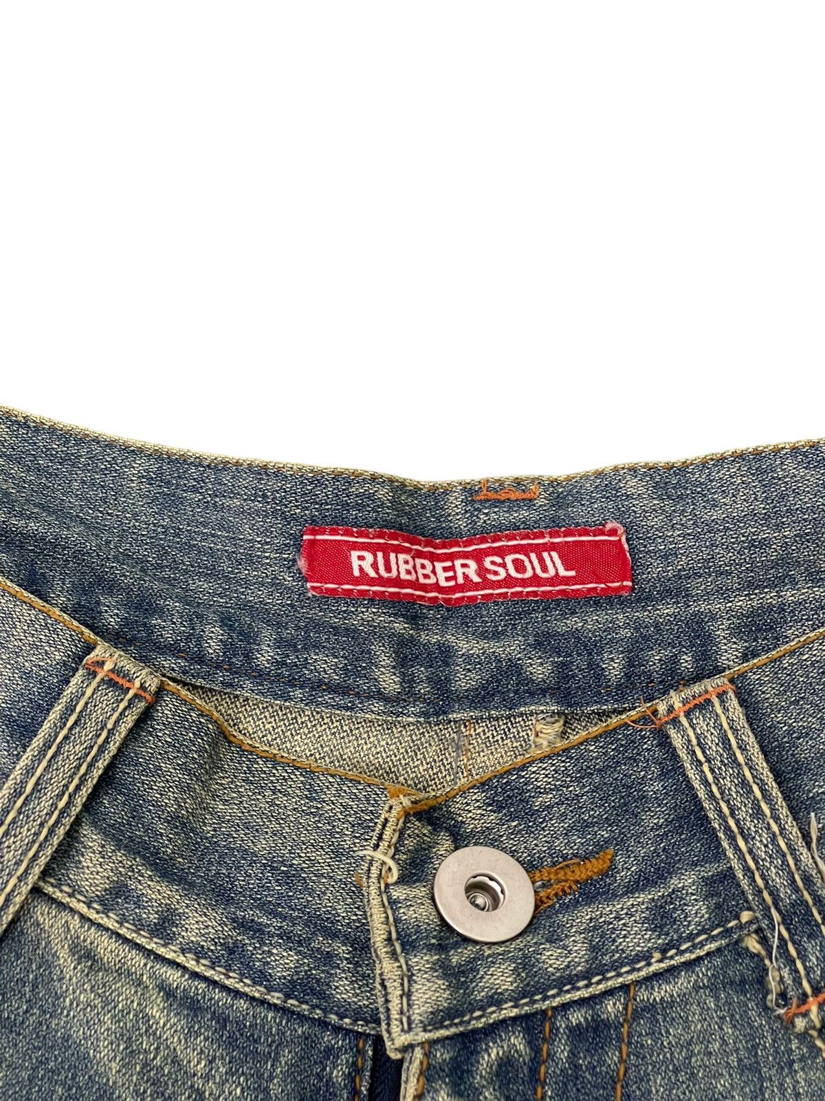 Japanese Brand Flare Jeans Rubber Soul Distress Boot Cut 8🟦0 Size US 33 - 9 Thumbnail