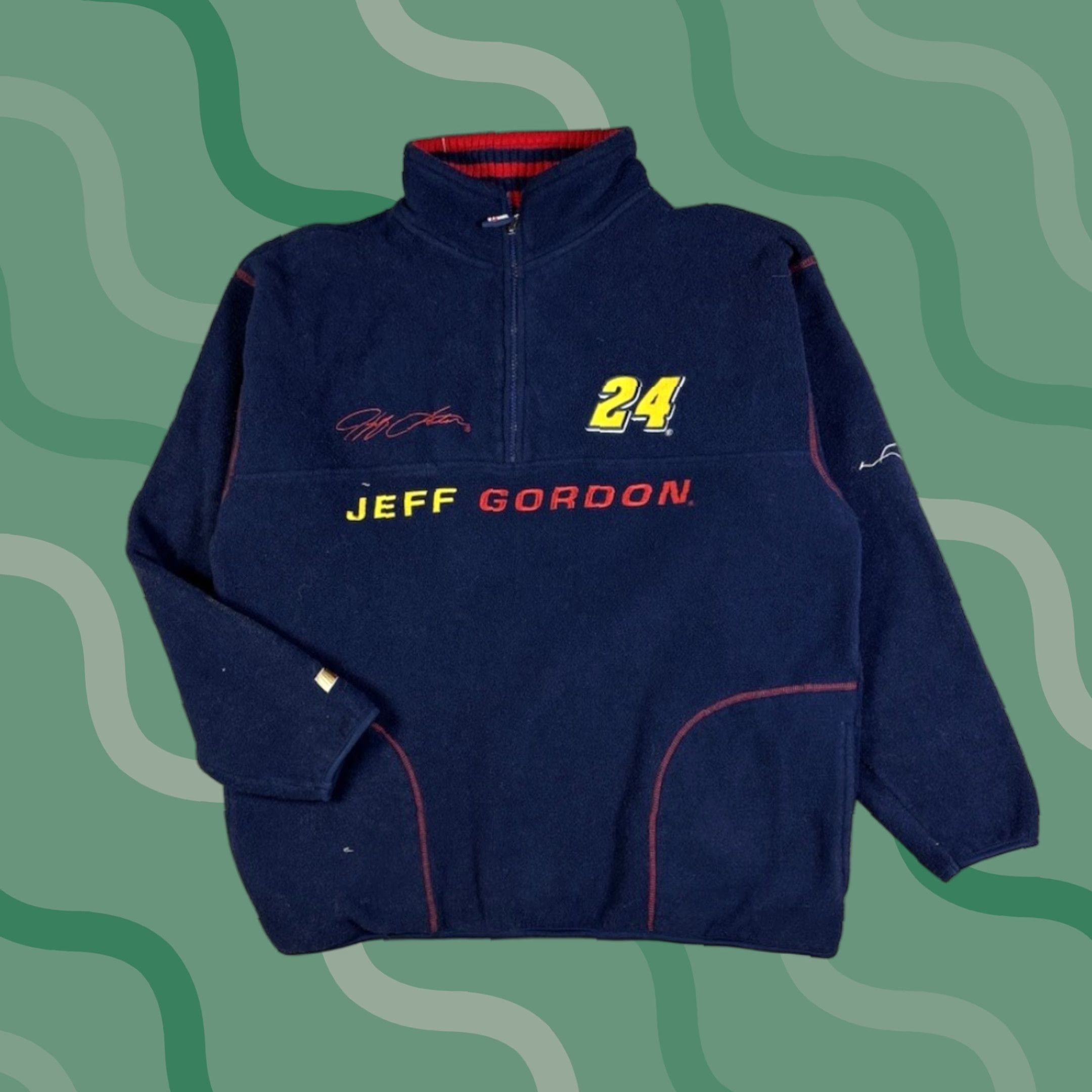 Chase Authentics VINTAGE 90s Jeff Gordon Q-Zip Fleece Pullover Sweatshirt Men L Blue Embroidered Logo Graphic Print Chase Authentics Team Racing Cars Sports 90s Mens Size US L / EU 52-54 / 3 - 1 Thumbnail