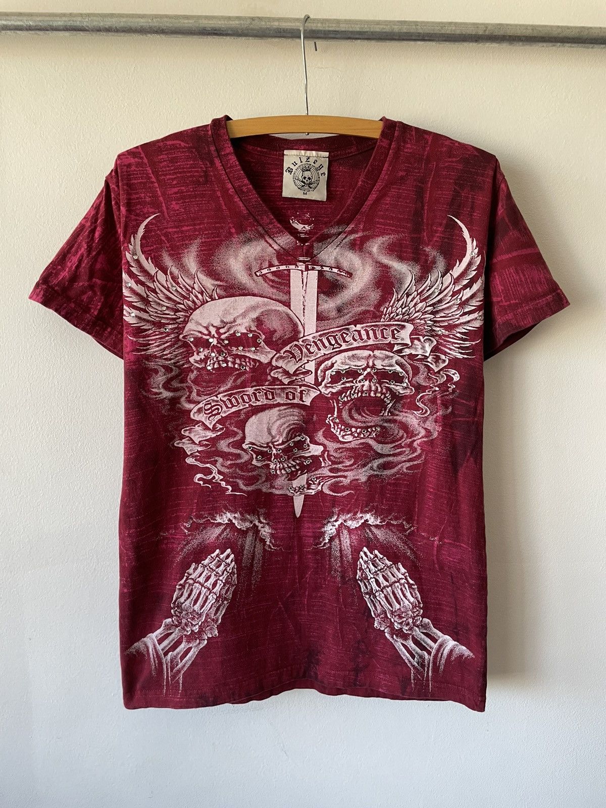 Affliction CRAZY Y2K Vintage Skull Studded tee Size M / US 6-8 / IT 42-44 - 1 Thumbnail