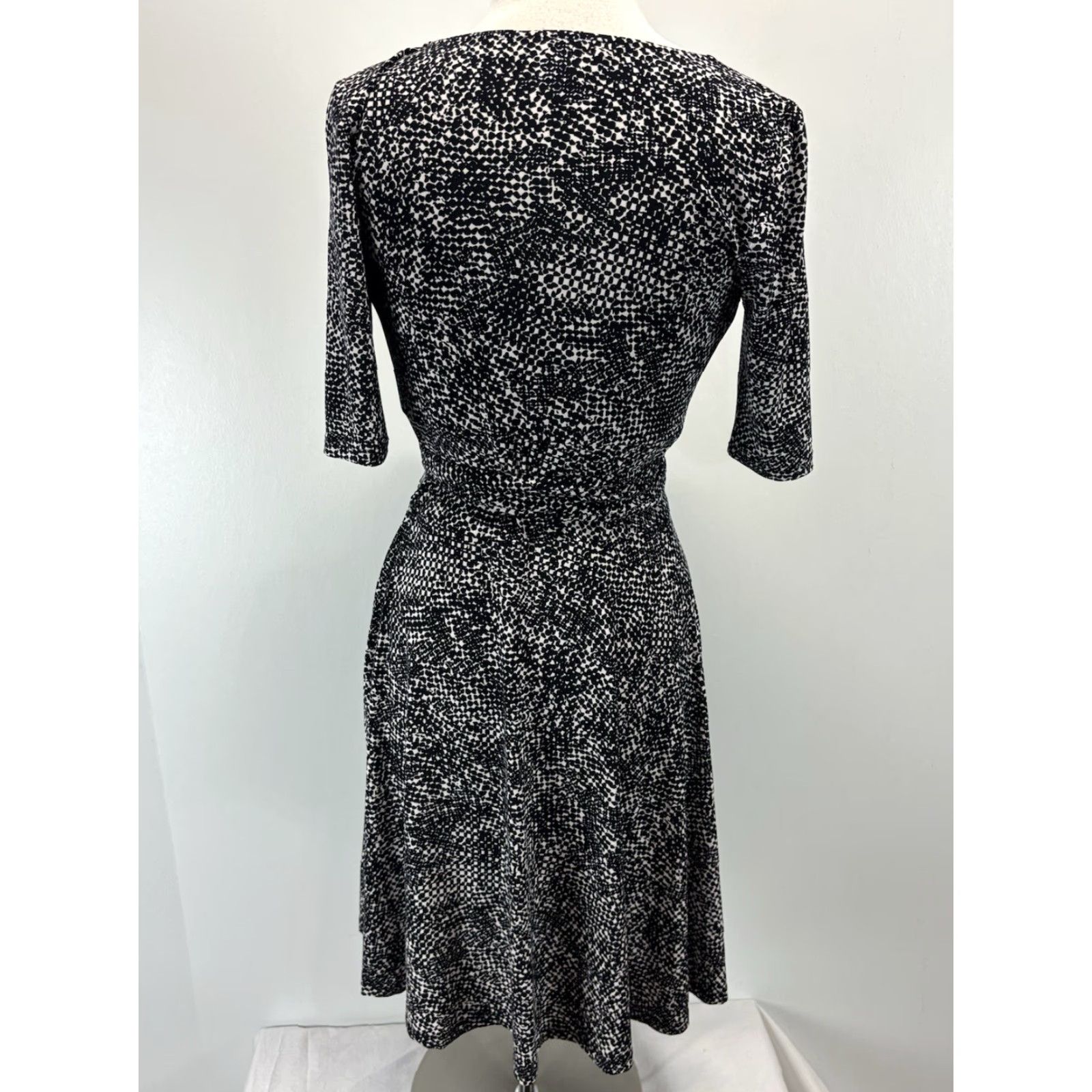 Ralph Lauren Lauren Ralph Lauren Wrap Dress Sz 2 Women’s Black White Stretch Comfort Career Size XS / US 0-2 / IT 36-38 - 3 Thumbnail