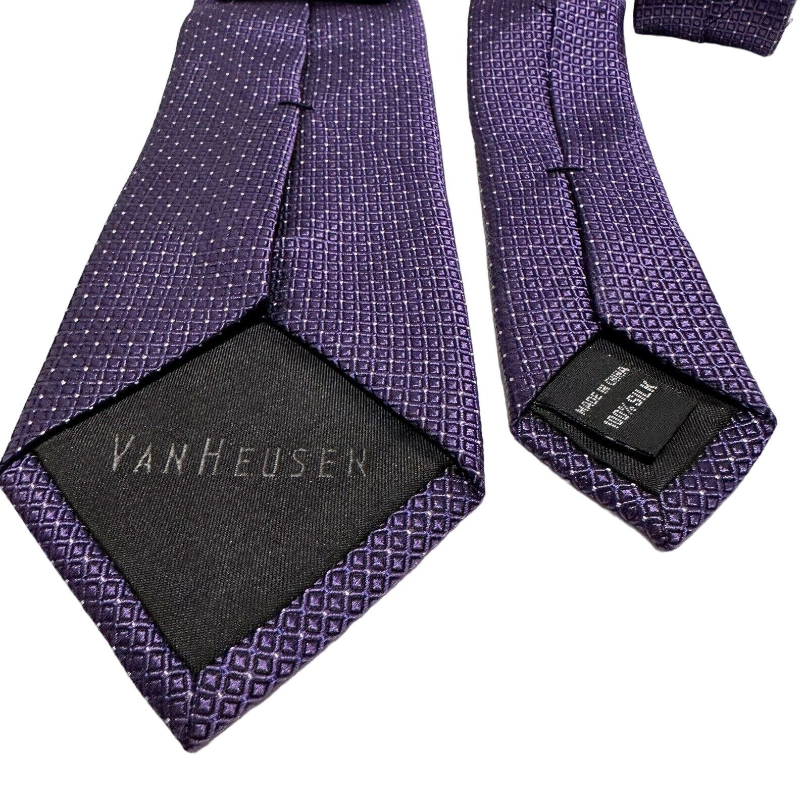 Van Heusen Van Heusen Silk Tie Purple Geometric Men 59 x 3” 100% Silk Size ONE SIZE - 2 Thumbnail