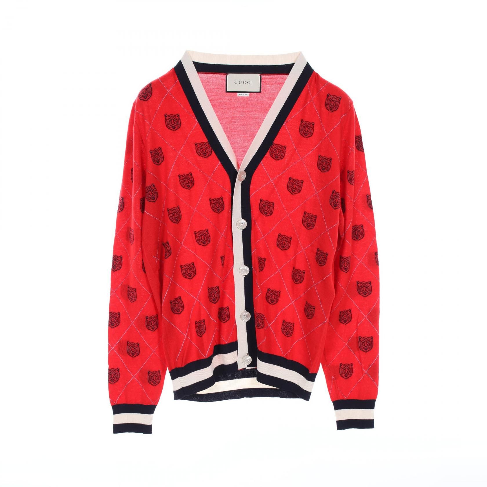 Gucci Gucci Gucci 474319 Wool Cardigan Natural Material Tops 474319 Size ONE SIZE - 1 Thumbnail