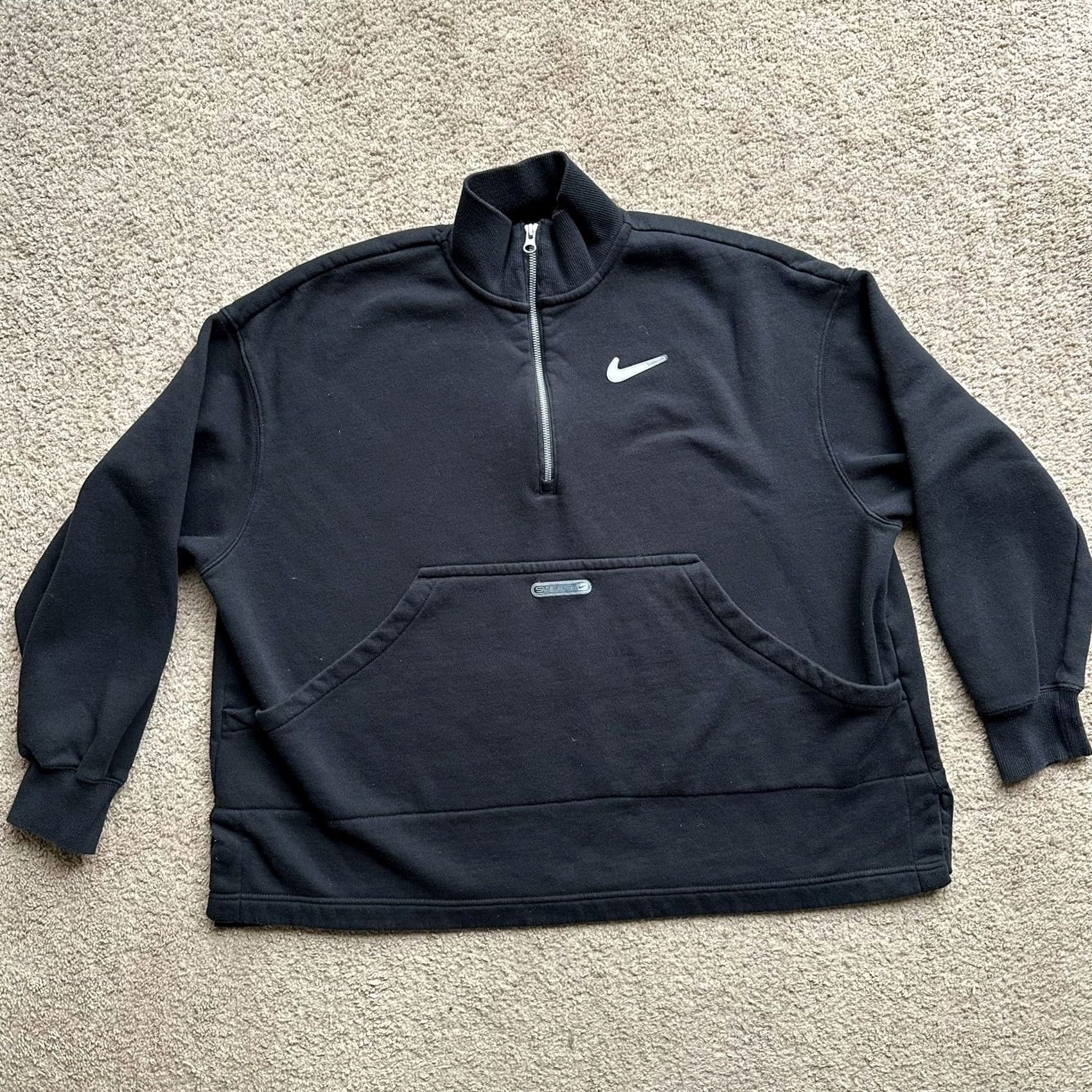 Nike Nike Sweater Mens Large Mock Neck 1/4 Zip Activewear Fleece Black Logo Size US L / EU 52-54 / 3 - 2 Thumbnail