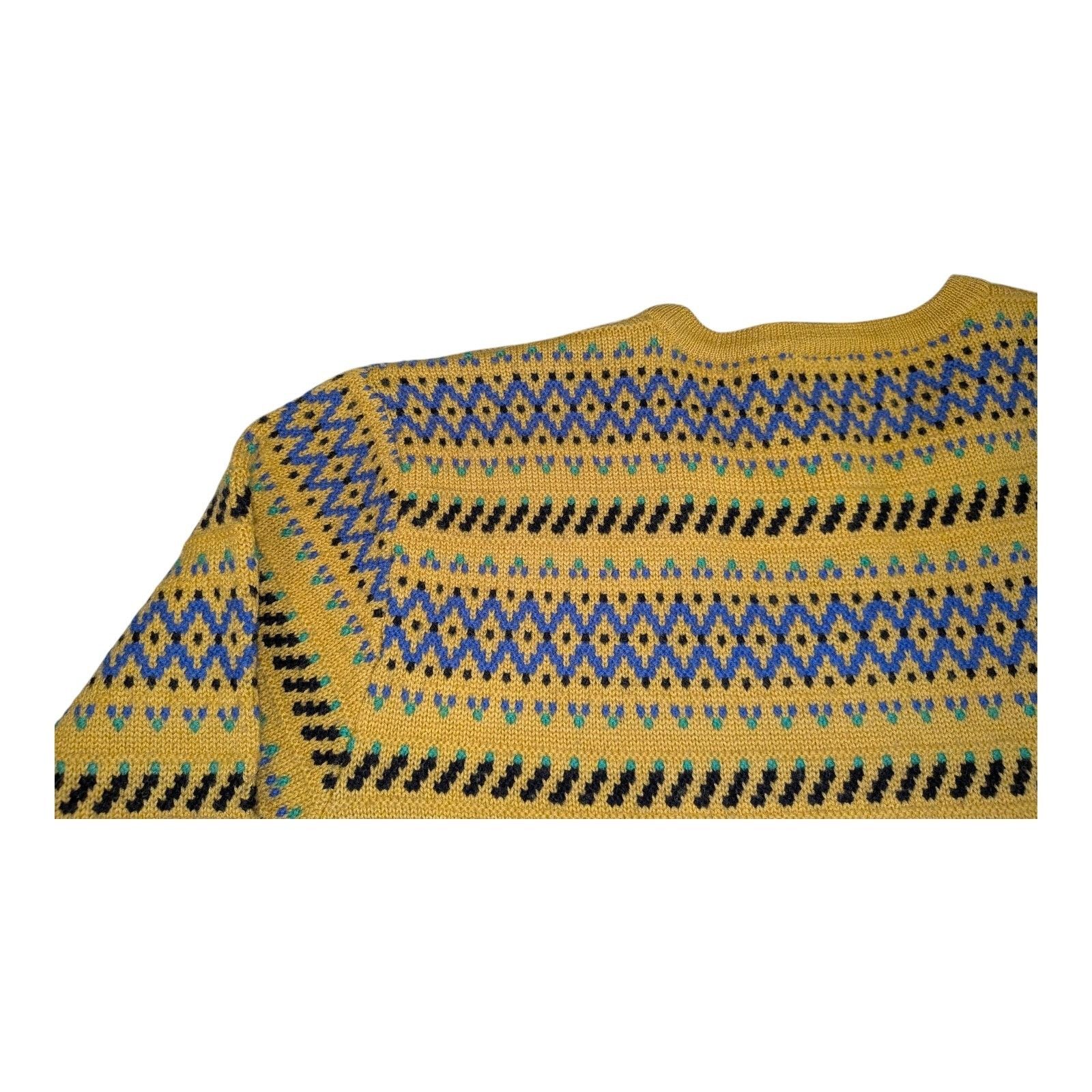 Kenzo Vintage Kenzo Club Fair Isle Sweater Mustard Yellow Blue Geo Size US M / EU 48-50 / 2 - 5 Thumbnail