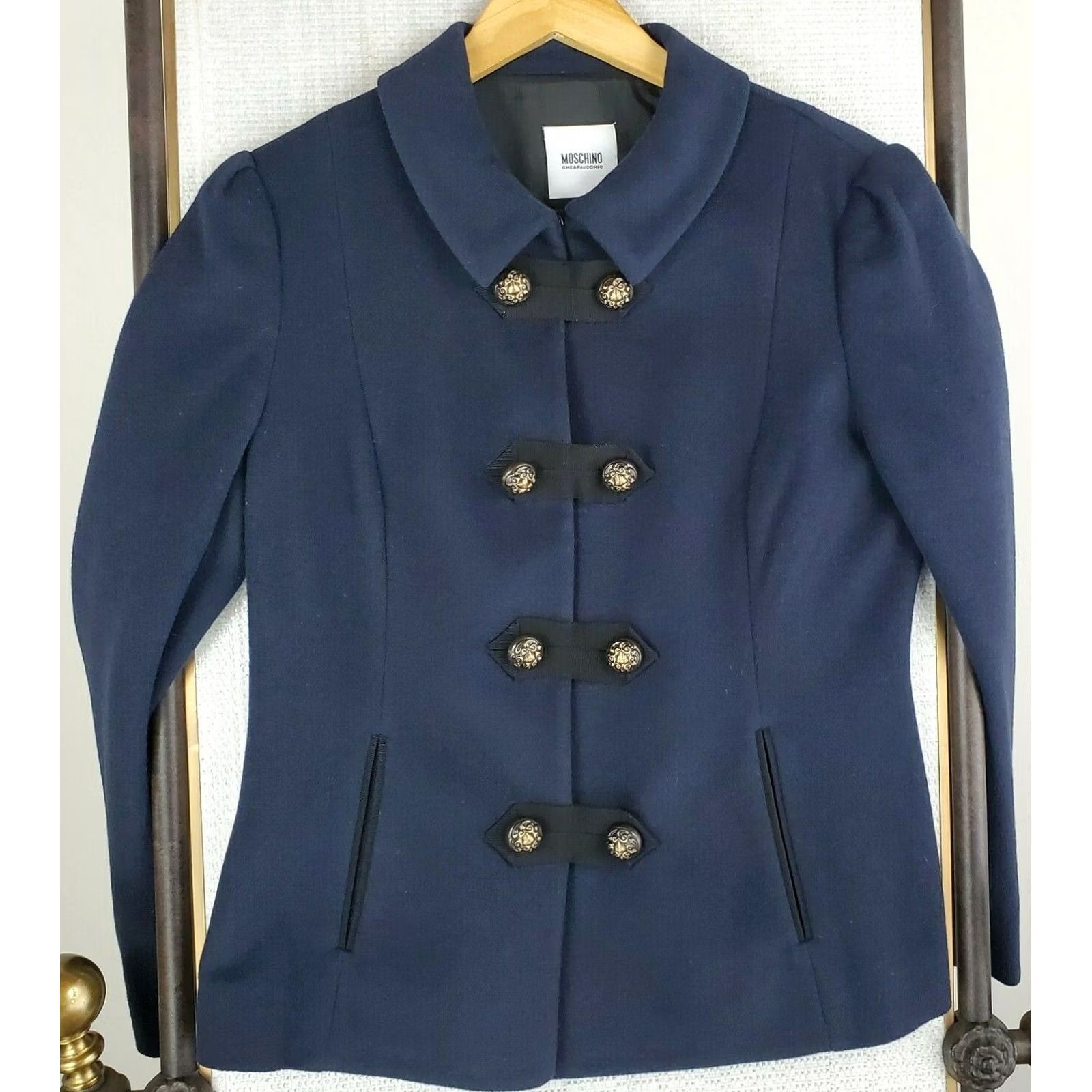 Moschino MOSCHINO Wool/Angora Toggle Jacket Navy Blue Large L Size L / US 10 / IT 46 - 3 Thumbnail