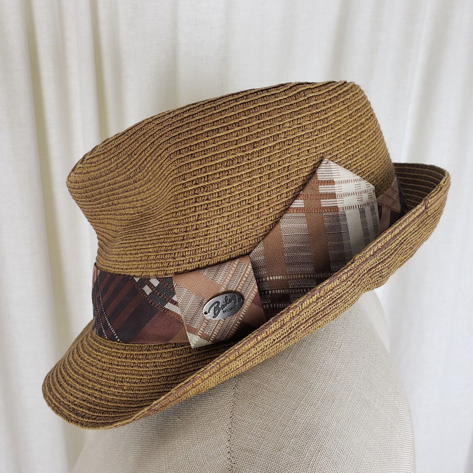 Bailey Hats Vtg Bailey of Hollywood Straw Fidora Hat S Meyer the Hatter Size ONE SIZE - 1 Thumbnail