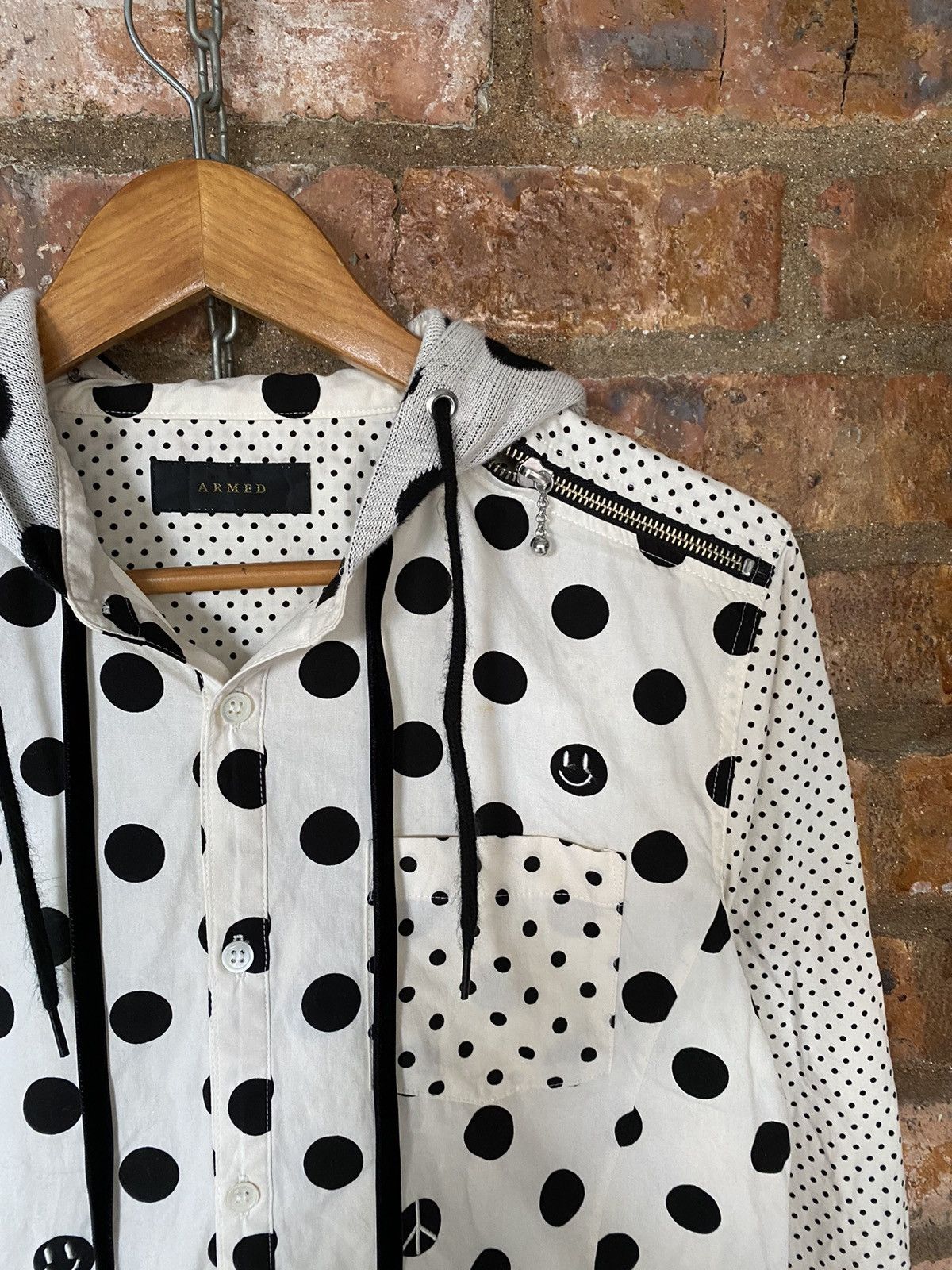 Japanese Brand ARMED Japan polka dot flannel smile and anarchy hoodie Size US S / EU 44-46 / 1 - 5 Thumbnail