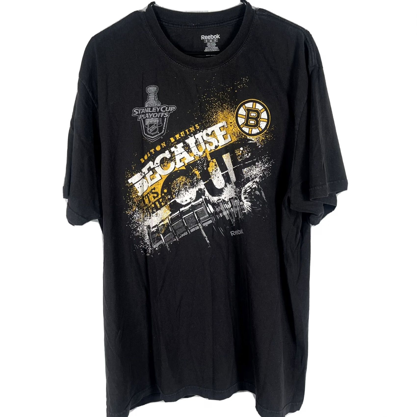 Reebok VINTAGE Reebok Boston Bruins Stanley Cup Playoffs Black Crew Neck T-shirt 2XL Mens Shirt Size US XXL / EU 58 / 5 - 2 Thumbnail