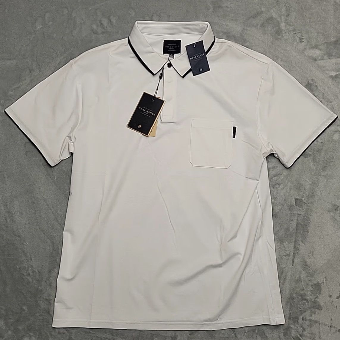 Vintage Marc Asher Shirt Men XL White Navy Performance Knit Stretch Polo MATP100104 NEW Size US XL / EU 56 / 4 - 2 Thumbnail