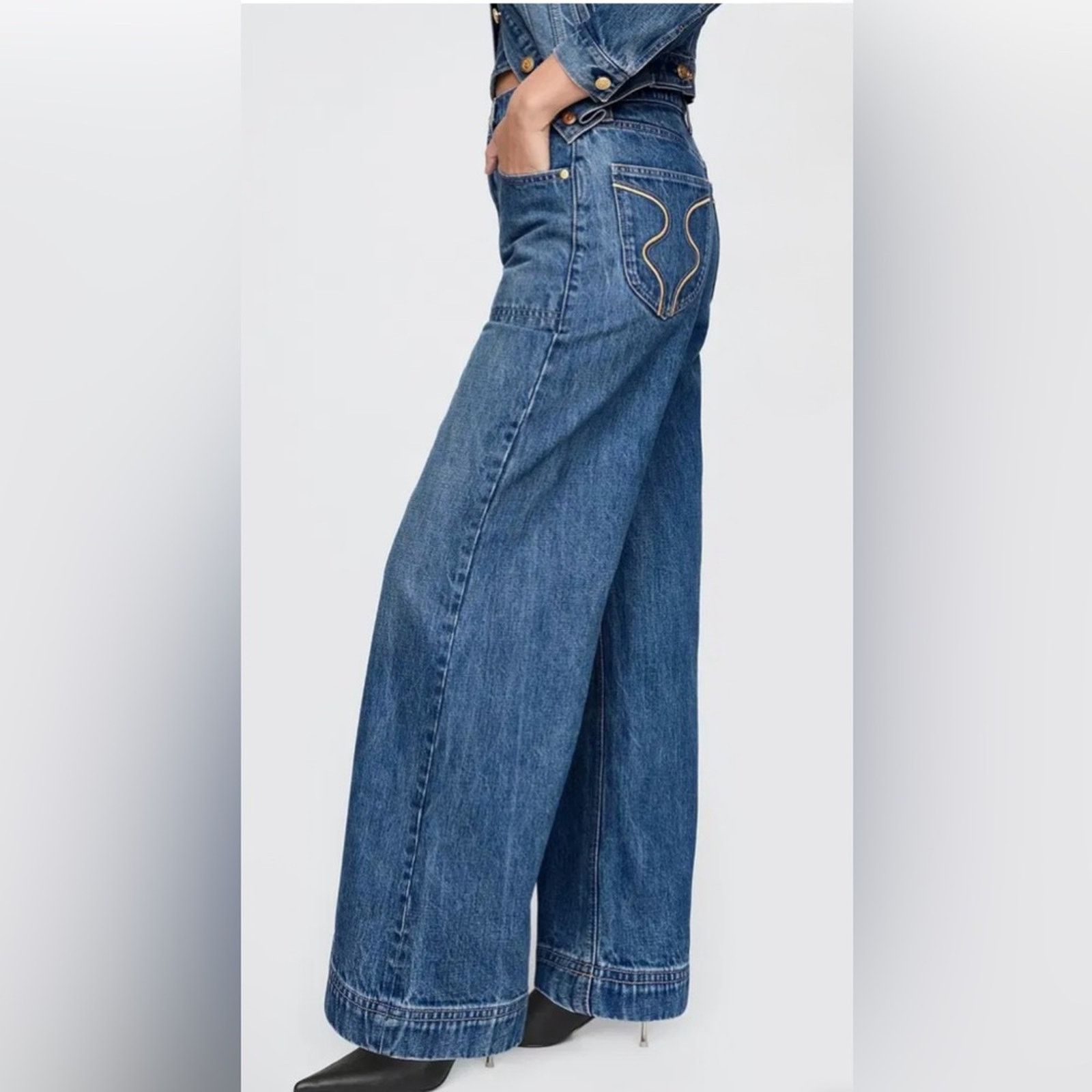 Cult Gaia NWT Cult Gaia Gap Collab High Rise Wide Leg Jeans Size 27 Size 27" / US 4 / IT 40 - 3 Thumbnail