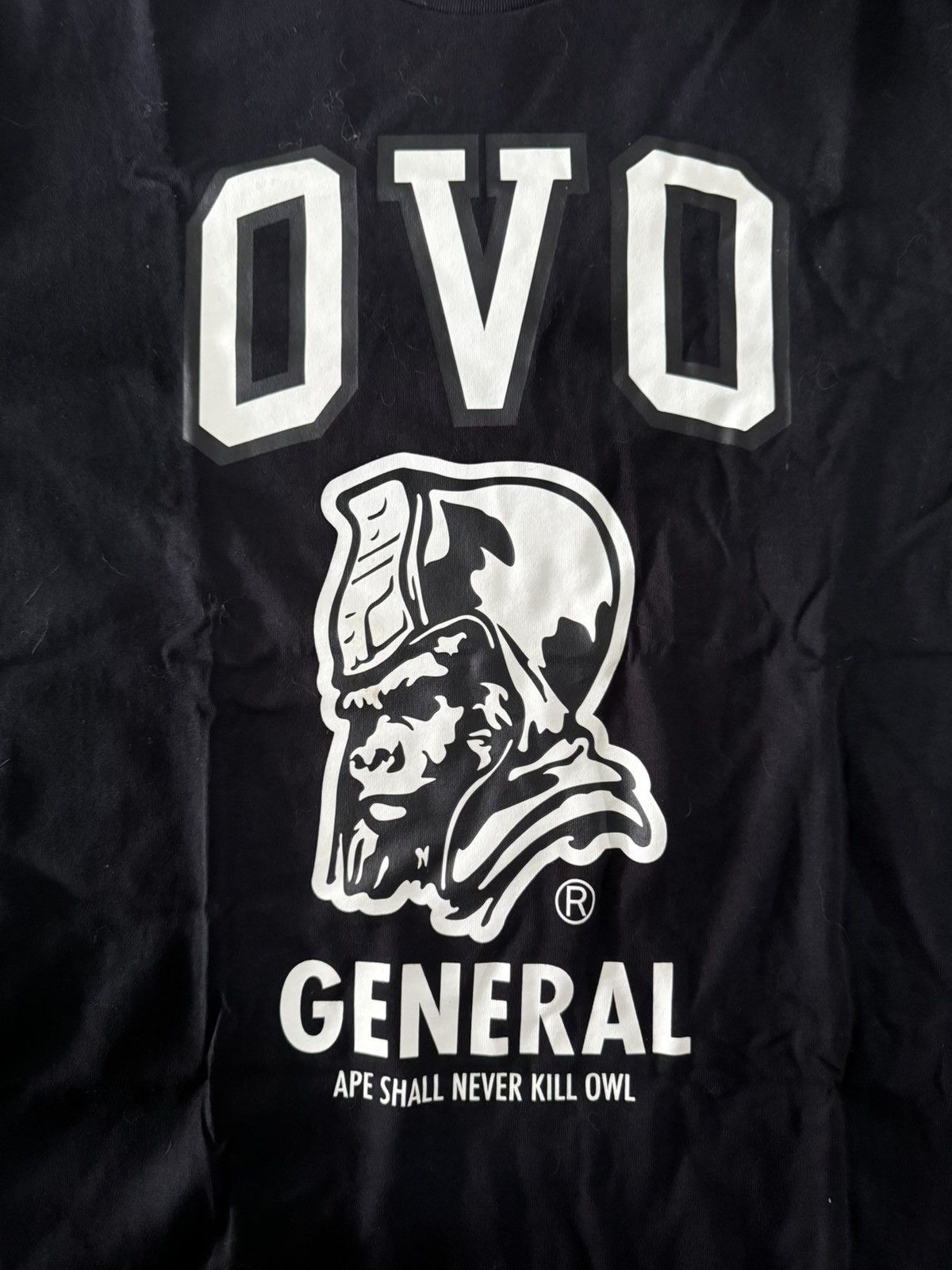 Bape × October's Very Own BAPE® X OVO BATHING APE GENERAL TEE BLACK Size US L / EU 52-54 / 3 - 3 Thumbnail