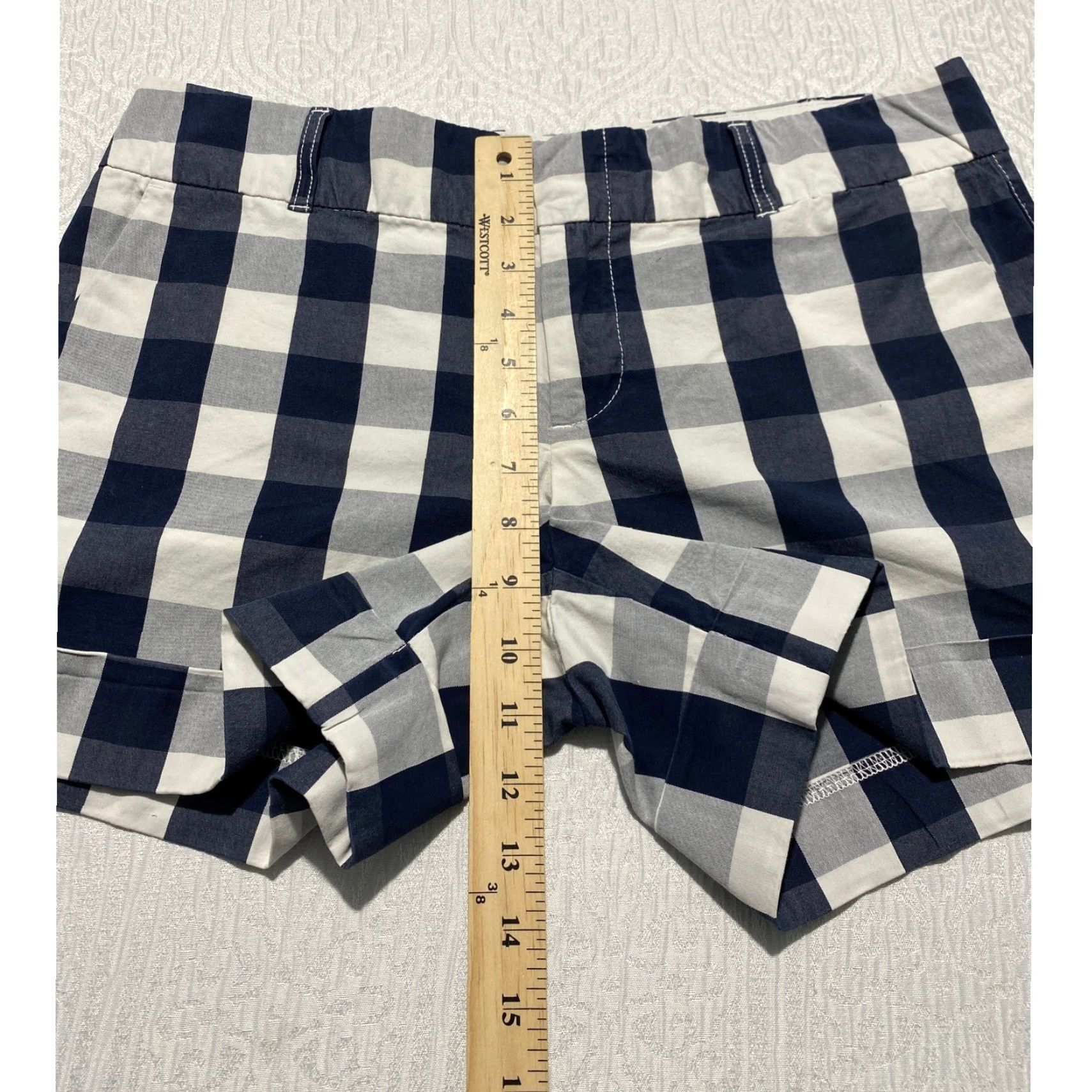 Tommy Hilfiger Tommy Hilfiger Womens Chino Shorts Navy Blue White Gingham Check 8 Cuffed Shirt/Shorts Size 30" / US 8 / IT 44 - 4 Thumbnail