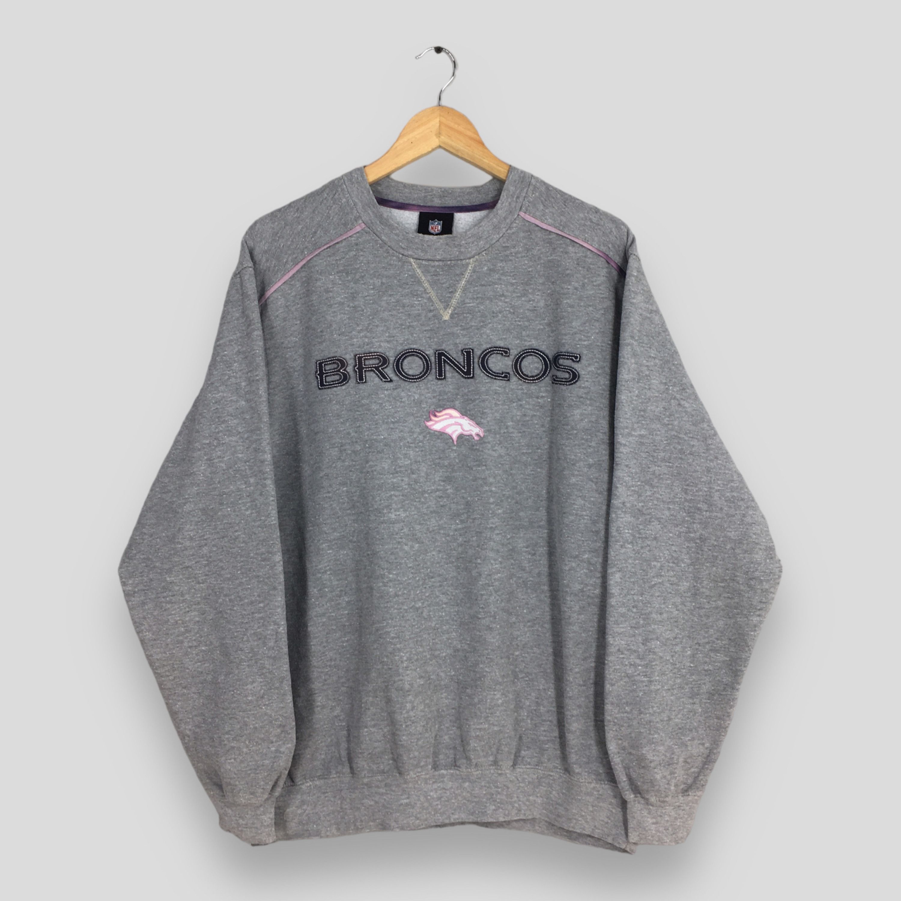 NFL Vintage 90's Denver Broncos Rugby NFL Gray Sweater Large Size US L / EU 52-54 / 3 - 1 Thumbnail