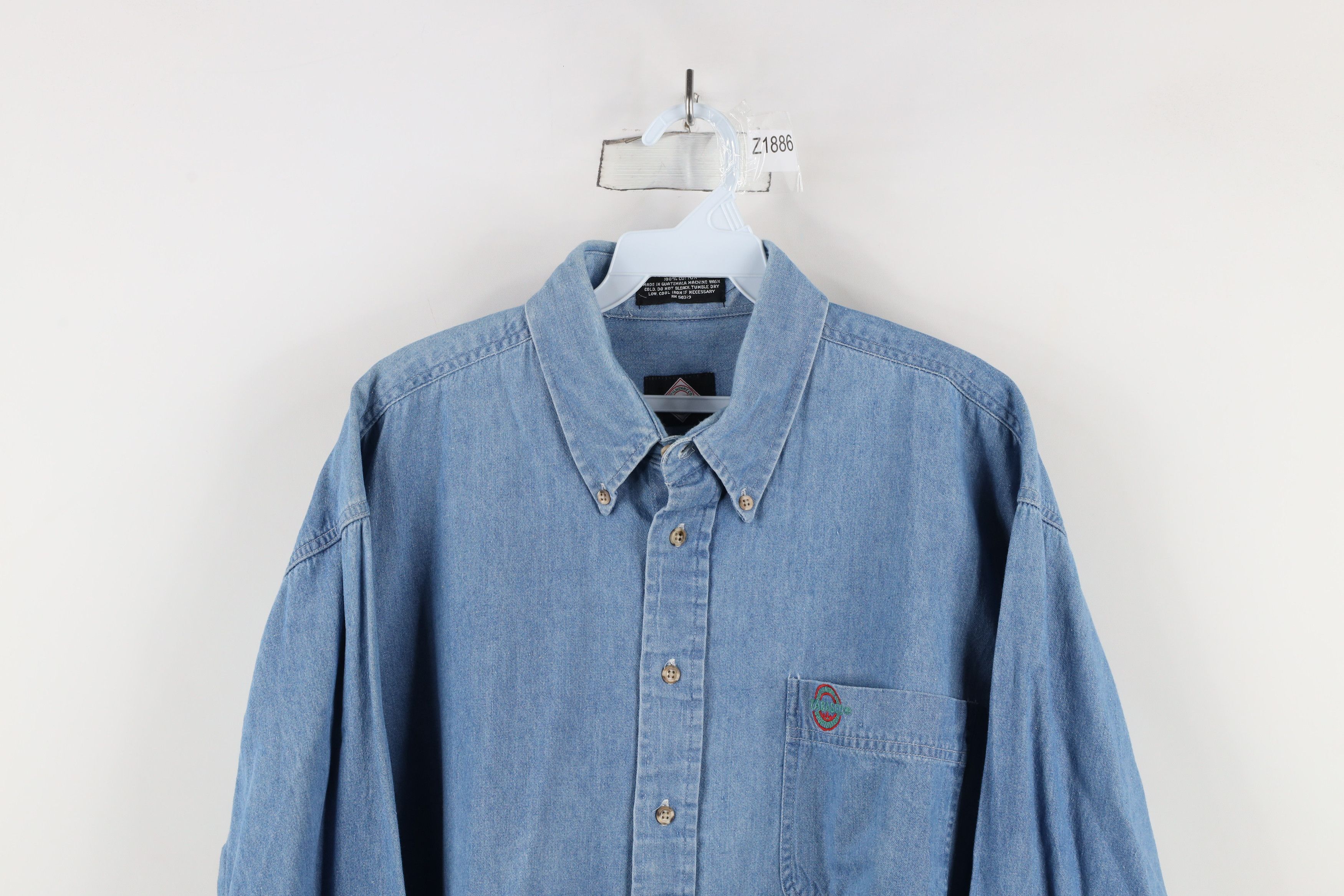 Vintage Vintage 90s Tabasco Hot Sauce Denim Jean Button Down Shirt Size US XL / EU 56 / 4 - 2 Thumbnail