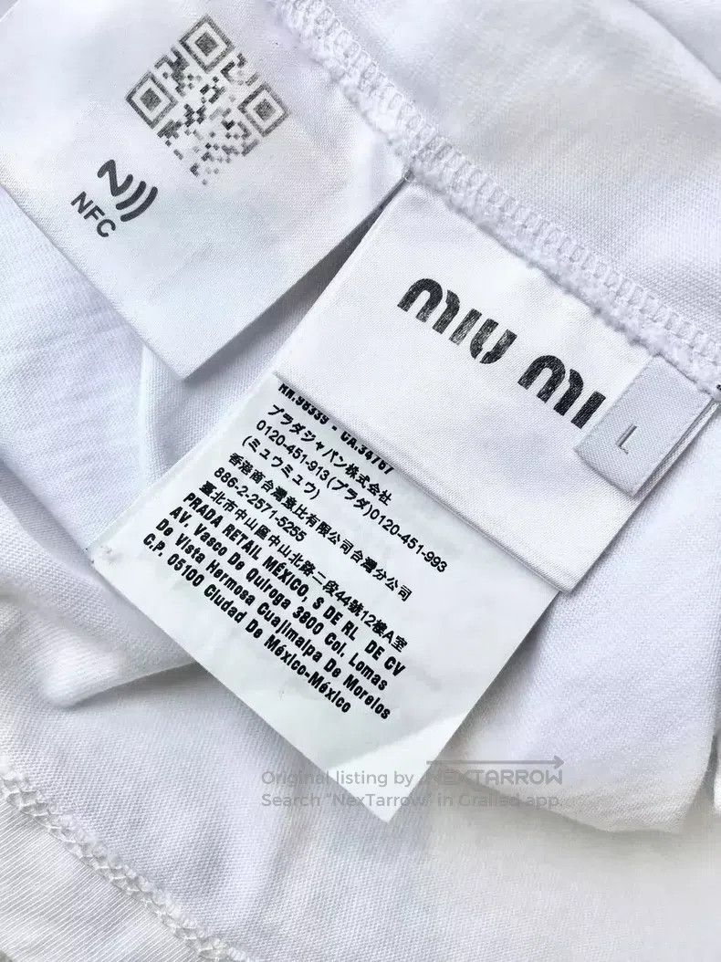 Miu Miu Miu Miu Size L Bow letter logo printed short sleeves Size L / US 10 / IT 46 - 4 Thumbnail