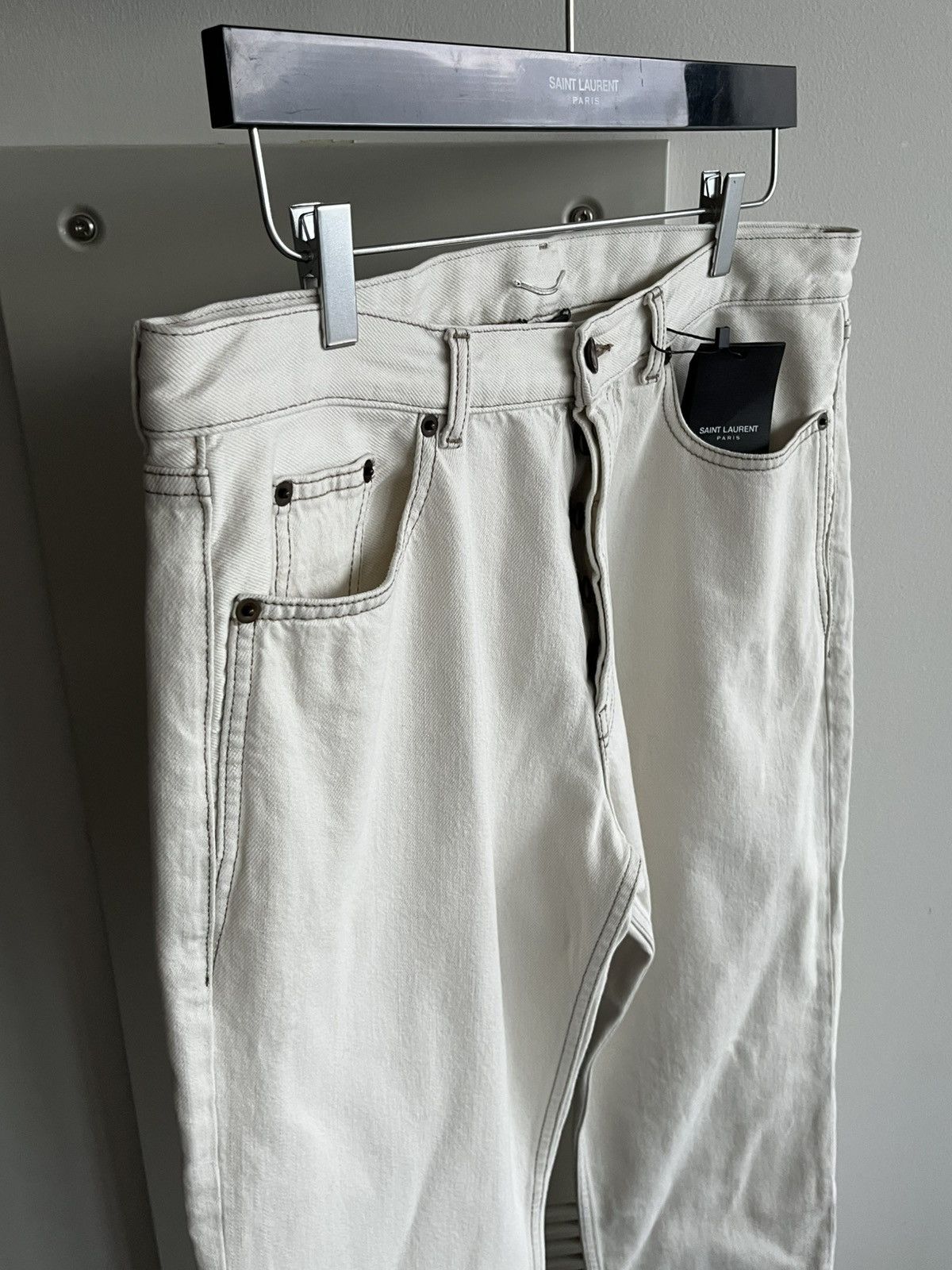 Hedi Slimane × Saint Laurent Paris × Yves Saint Laurent Super Runway Saint Laurent D31 Denim Jeans Brand New Size US 33 - 4 Thumbnail