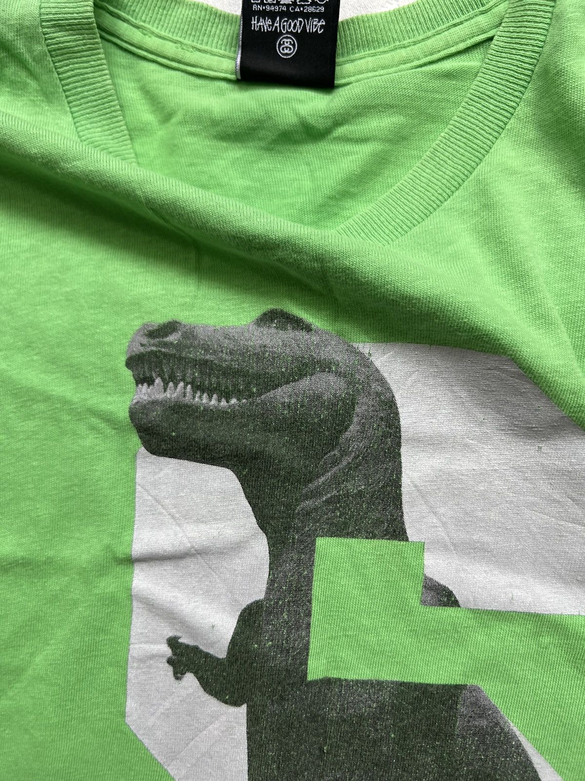 Stussy 00’s STUSSY DINO NEON GREEN T-REX RARE TEE Y2K VINTAGE Size US M / EU 48-50 / 2 - 9 Thumbnail