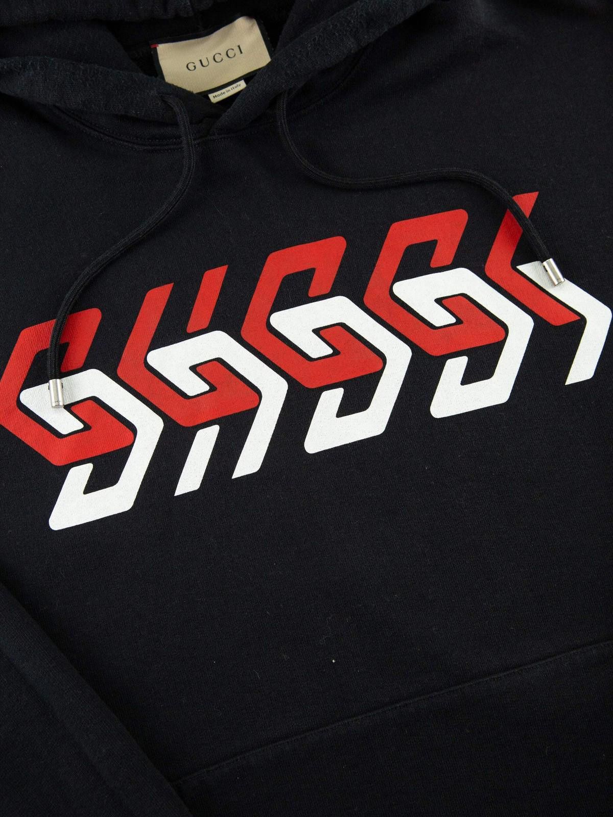 Gucci Gucci Mens Geometric Block Logo Hoodie Medium Black Size US M / EU 48-50 / 2 - 3 Thumbnail