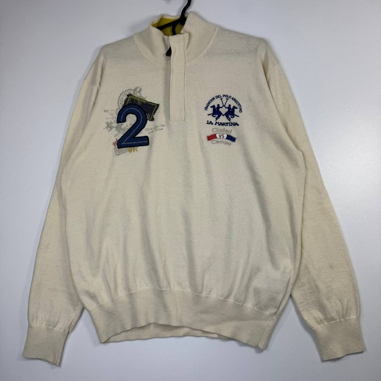 La Martina La Martina Half Zip Cashmere #2 Blend Cream Pullover XL Size US XL / EU 56 / 4 - 1 Thumbnail