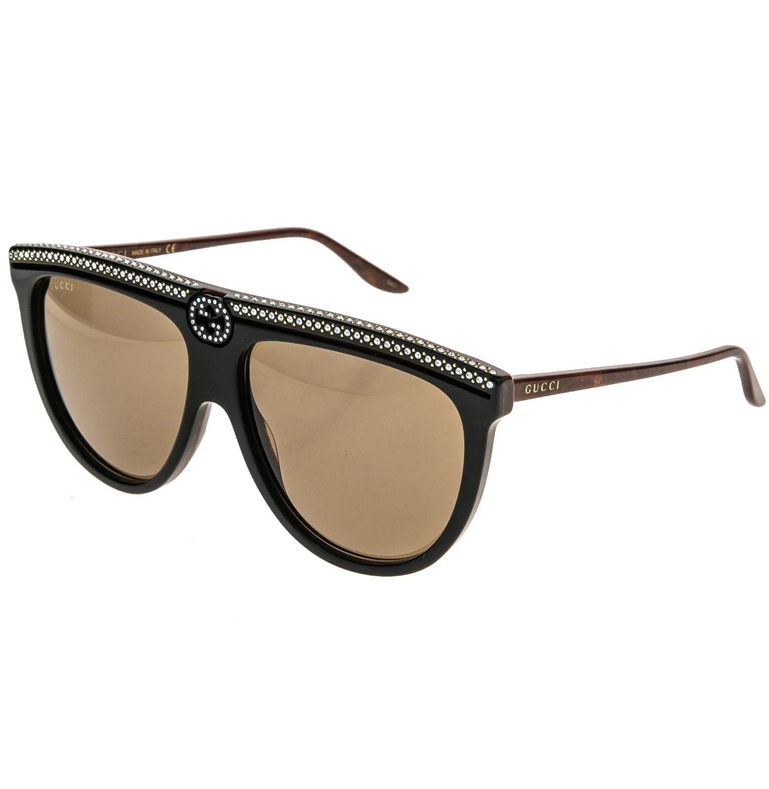 Gucci GUCCI GG0732S Black Brown Oversized Pilot Sunglass 0732 005 Size ONE SIZE - 4 Thumbnail
