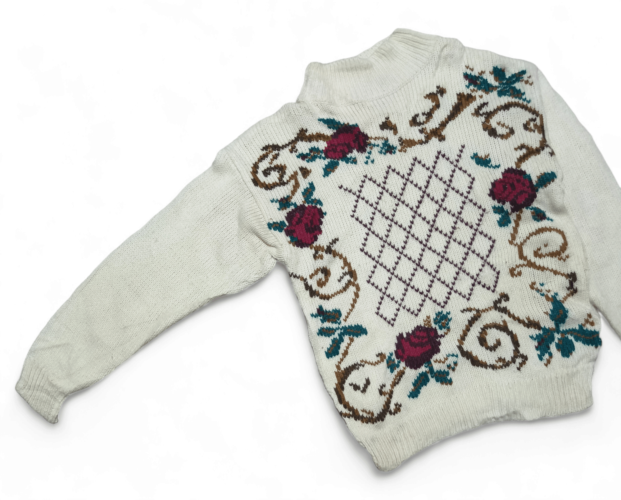 Other Vintage STITCH WORKS Beautiful Floral Motifs Knit Sweater Size M / US 6-8 / IT 42-44 - 5 Thumbnail