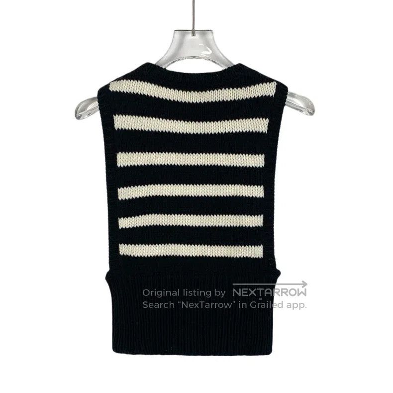 Dior Dior Black striped cotton sleeveless knitted vest Size XXS / US 00 / IT 34 - 2 Thumbnail
